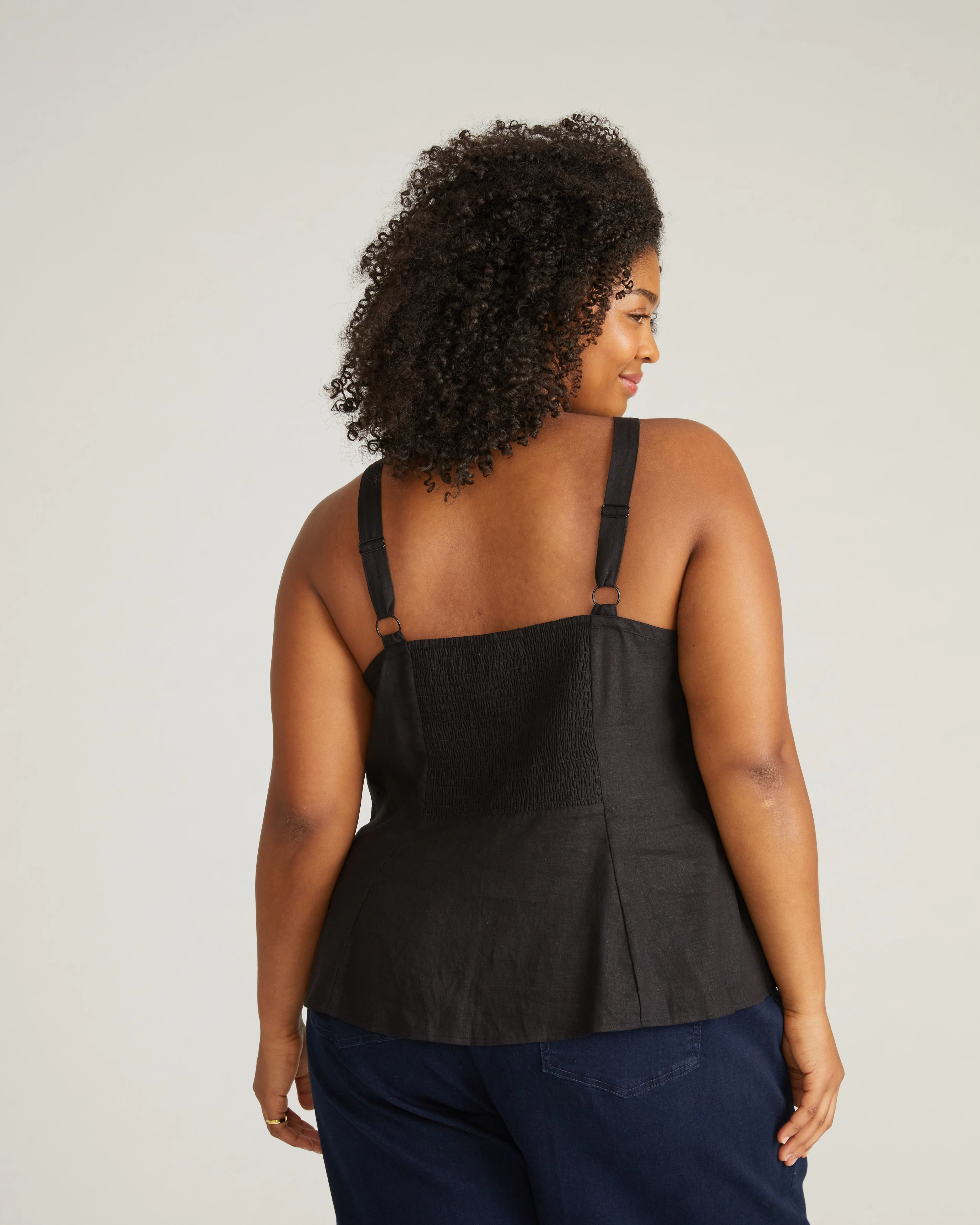Kuki Sleeveless Linen Top - Black - Image 3