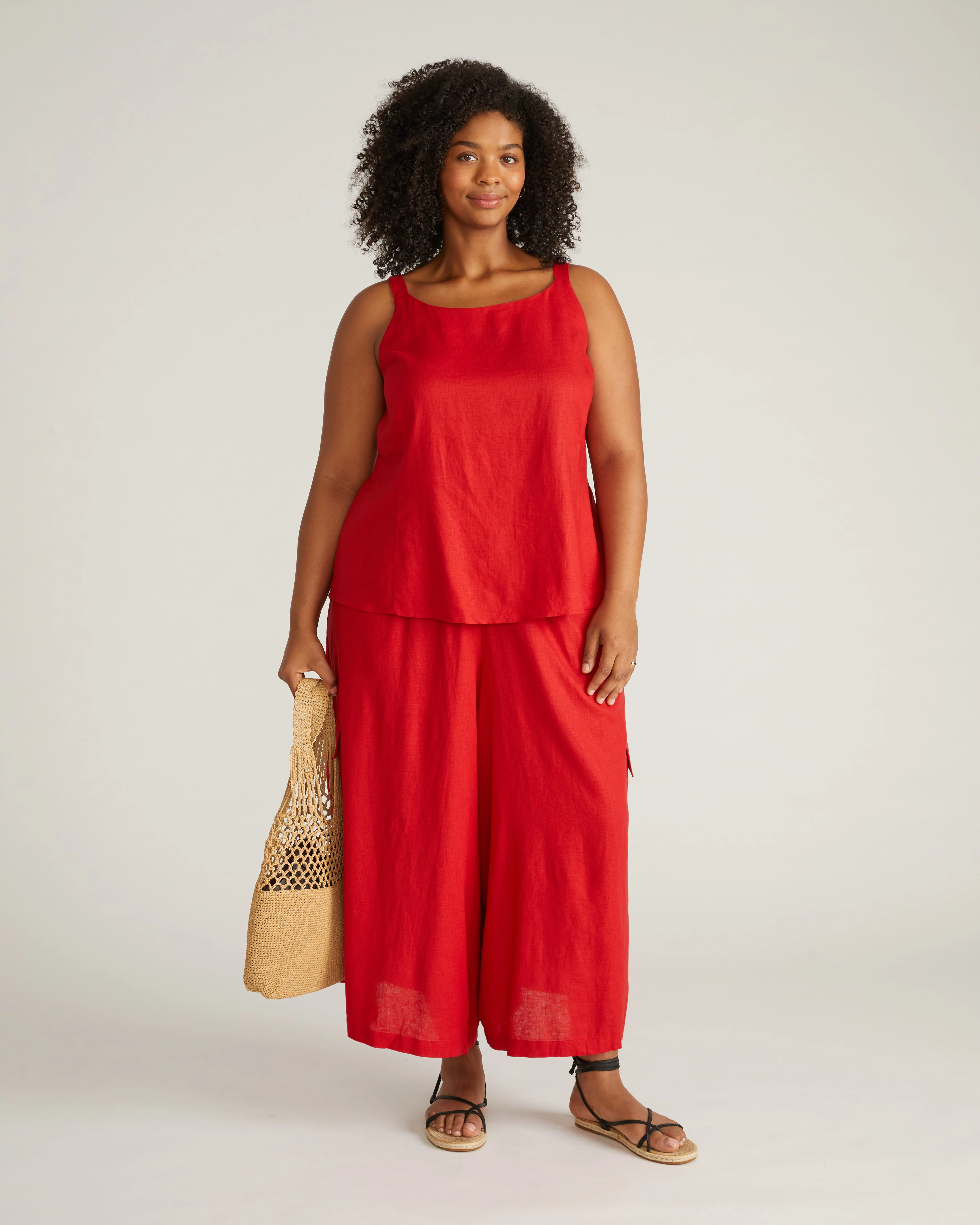Kuki Sleeveless Linen Top - Ruby Red - Image 6