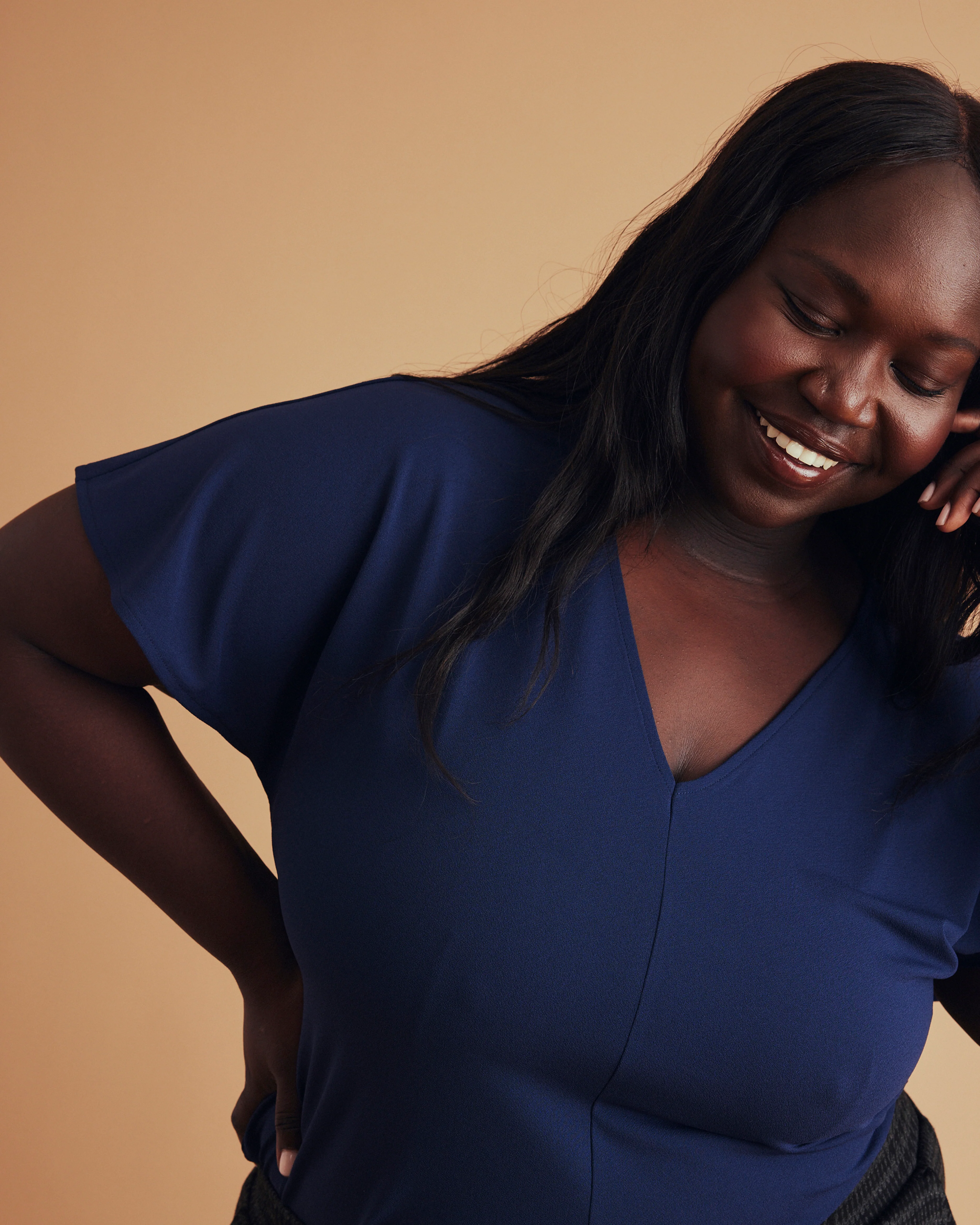 Lansbury Crepe Jersey Blouse - Brilliant Navy - Image 2