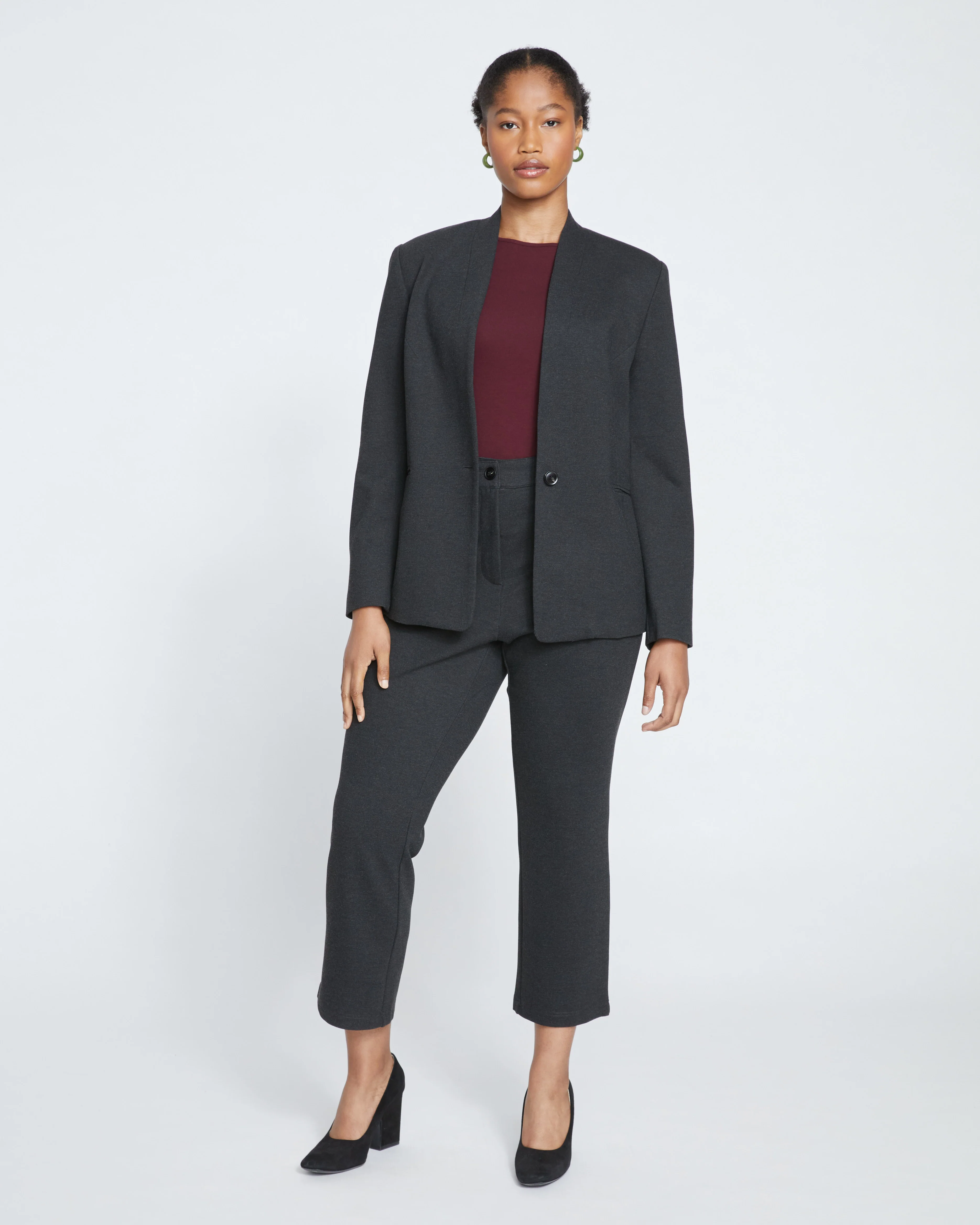 Lennox Collarless Ponte Blazer - Graphite - Image 3