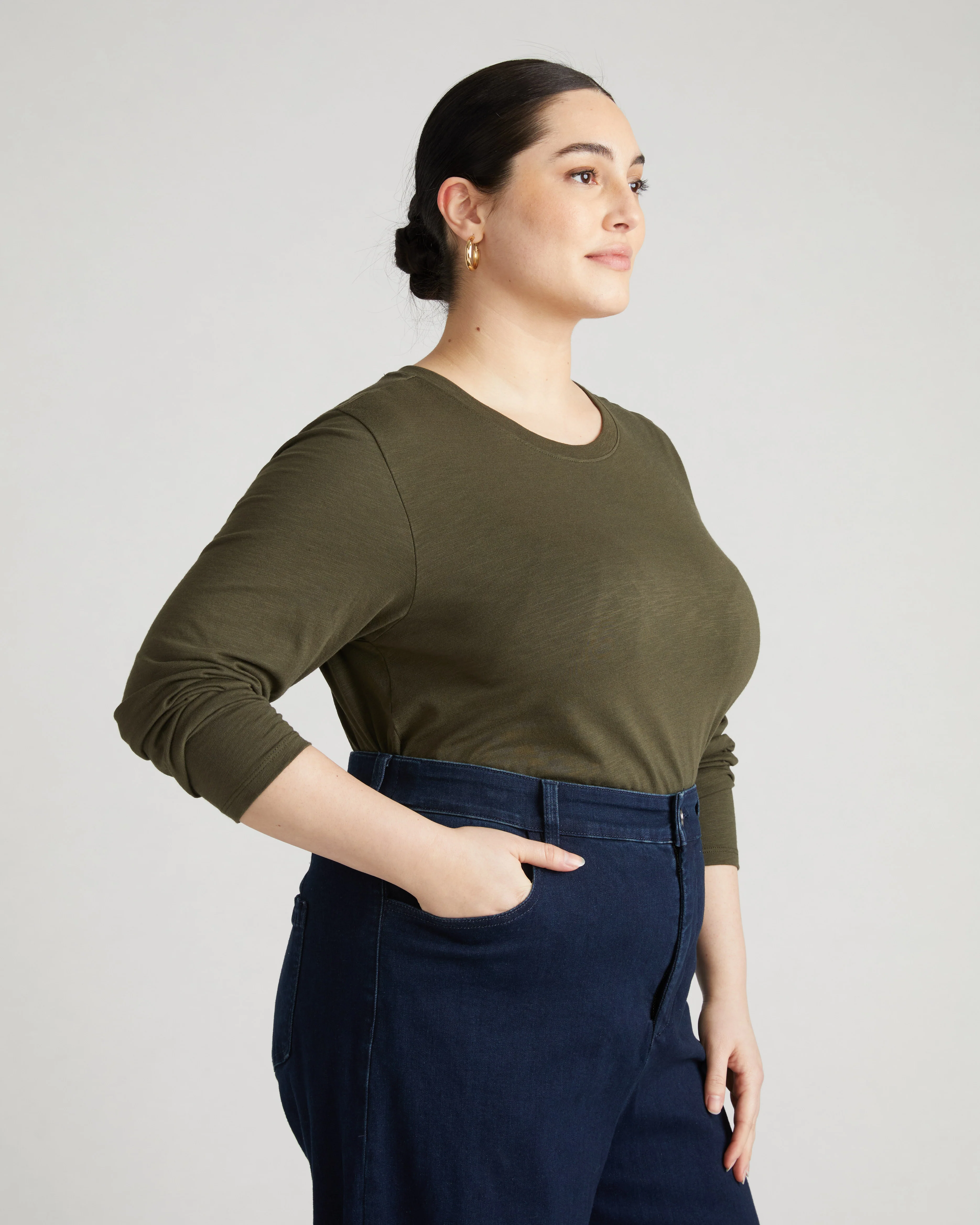 Light-As-Air Long Sleeve Crew Neck Tee - Nori - Image 3