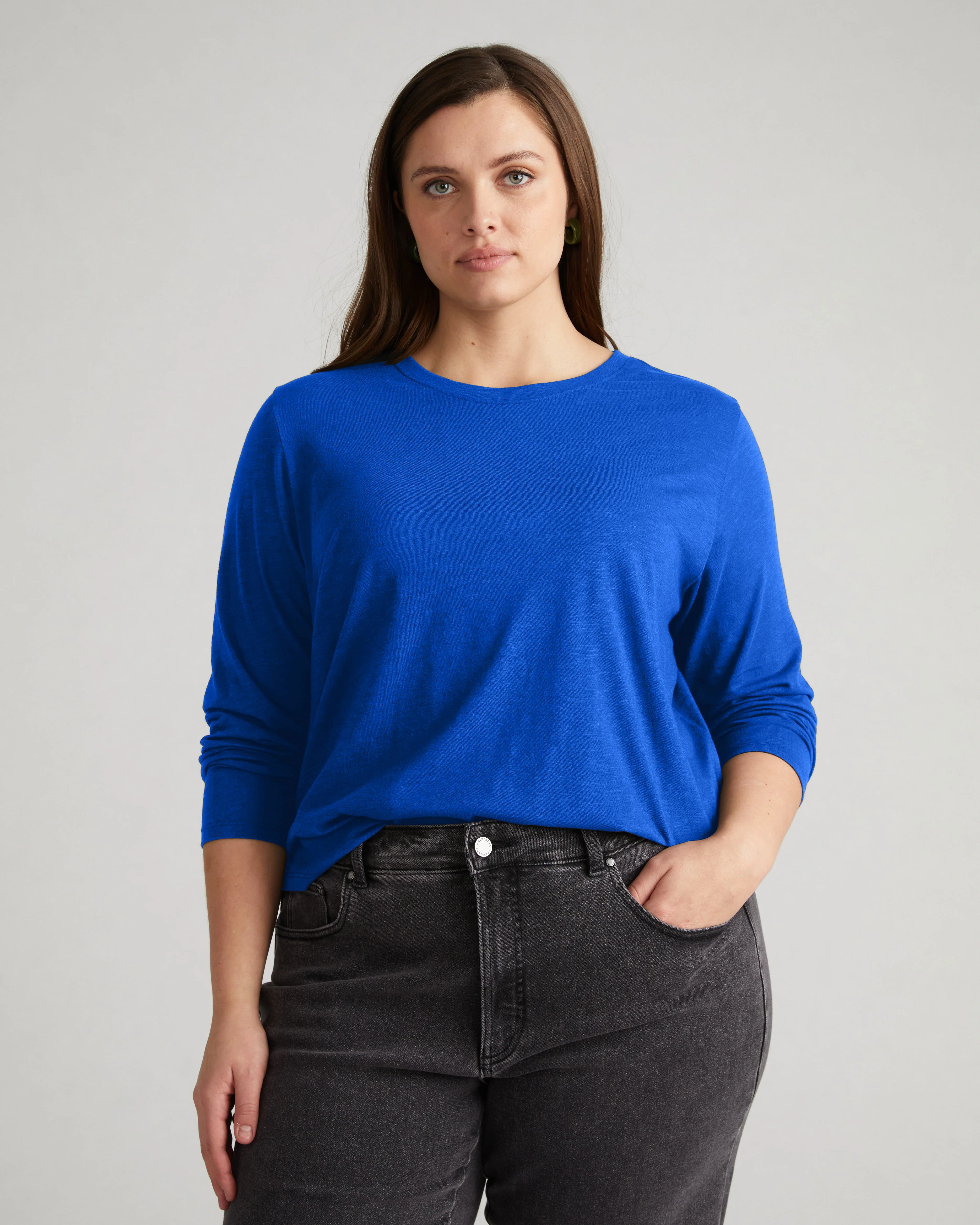 Light-As-Air Long Sleeve Crew Neck Tee - Ultramarine - Image 2