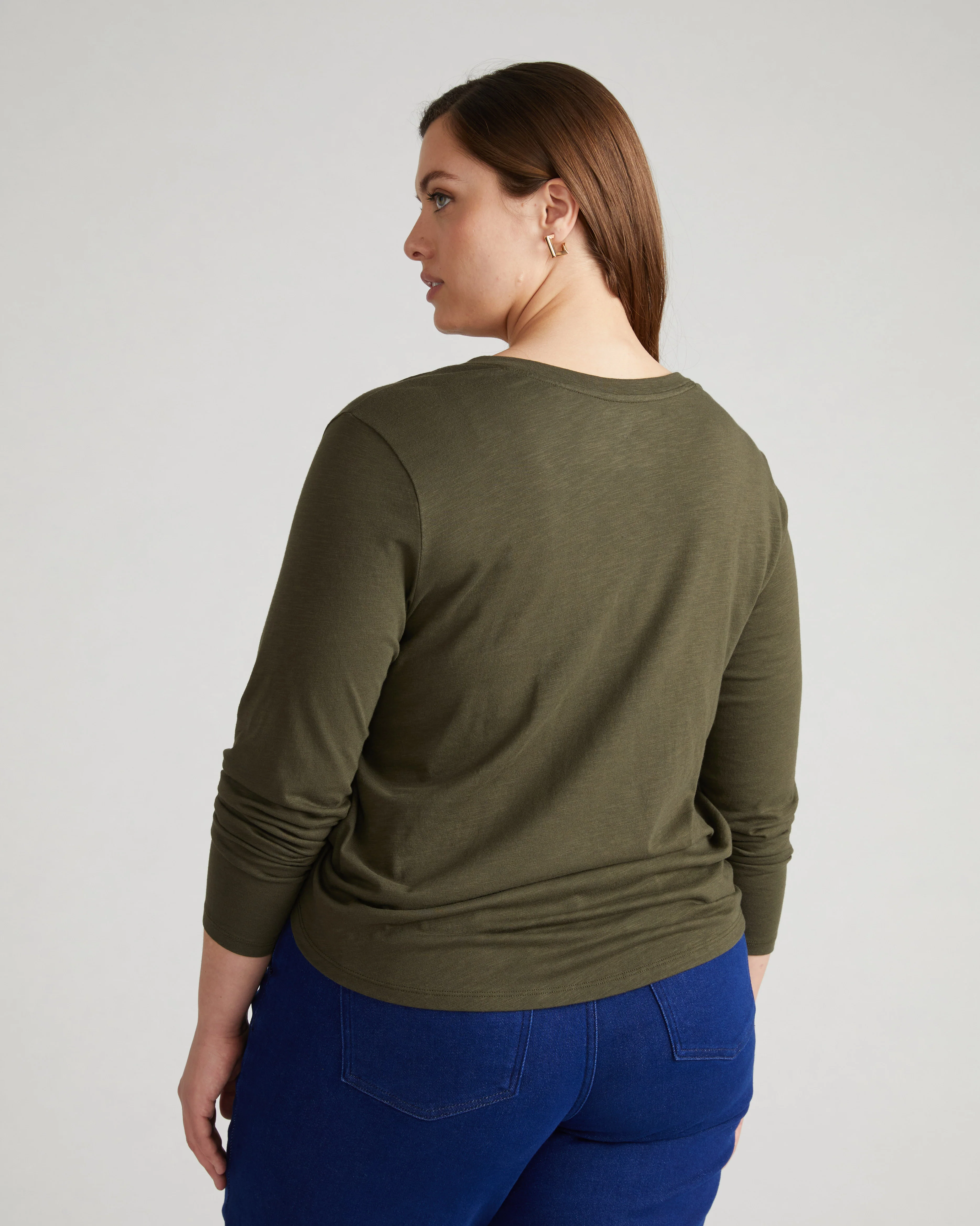 Light-As-Air Long Sleeve V Neck Tee - Nori - Image 4
