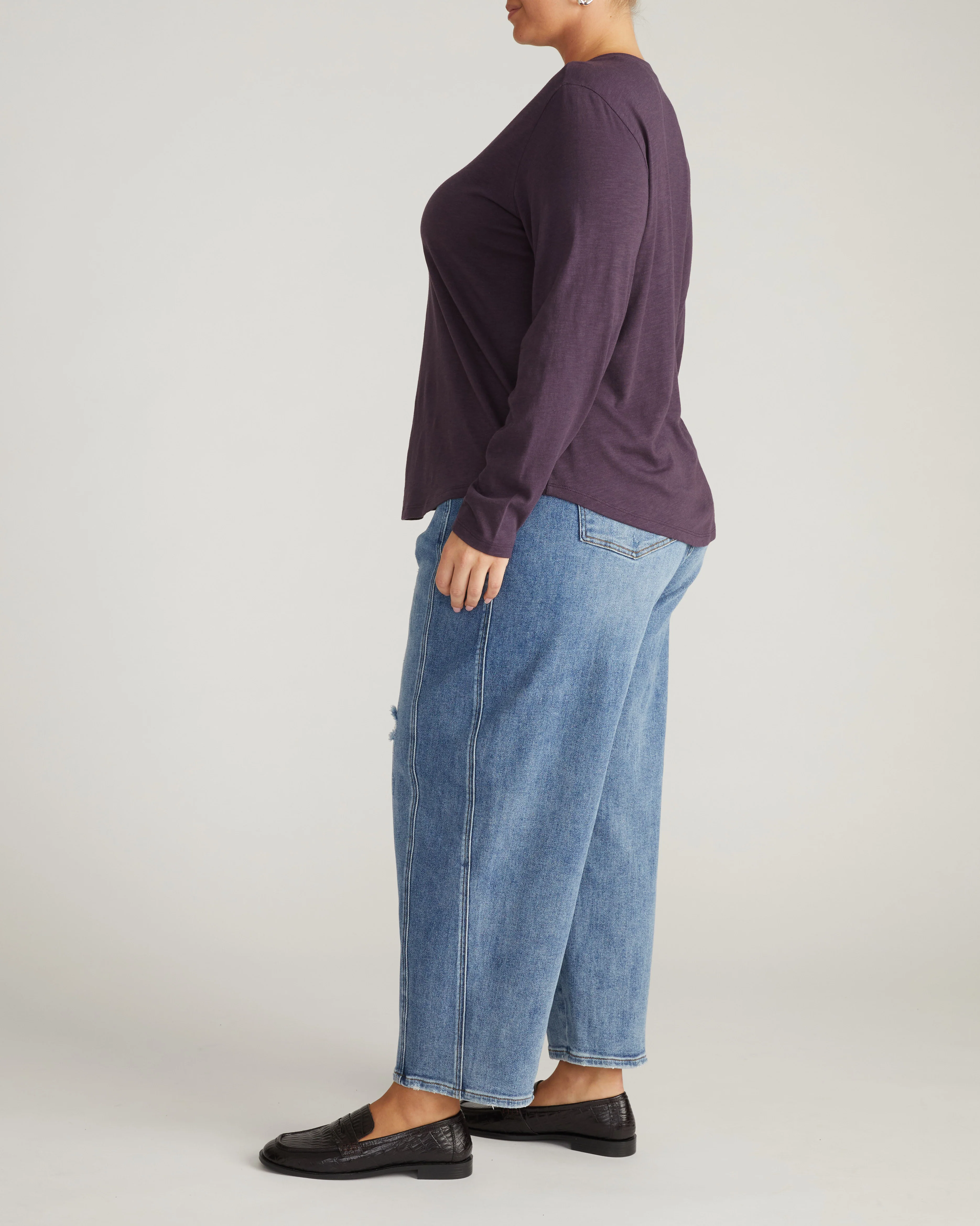 Light-As-Air Long Sleeve V Neck Tee - Purple Jewel - Image 5