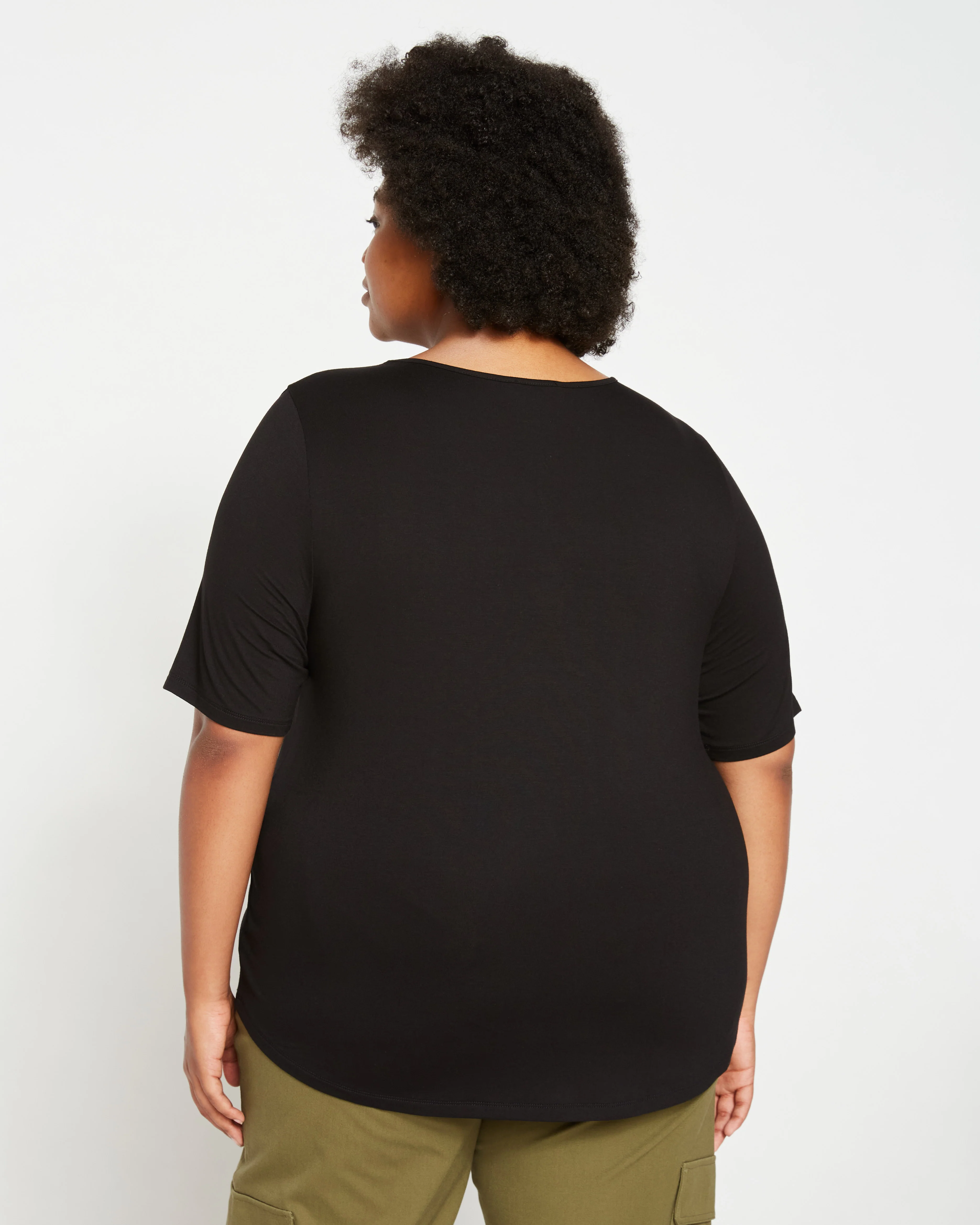 Lily Liquid Jersey Crew Neck Stovepipe Tee - Black - Image 6