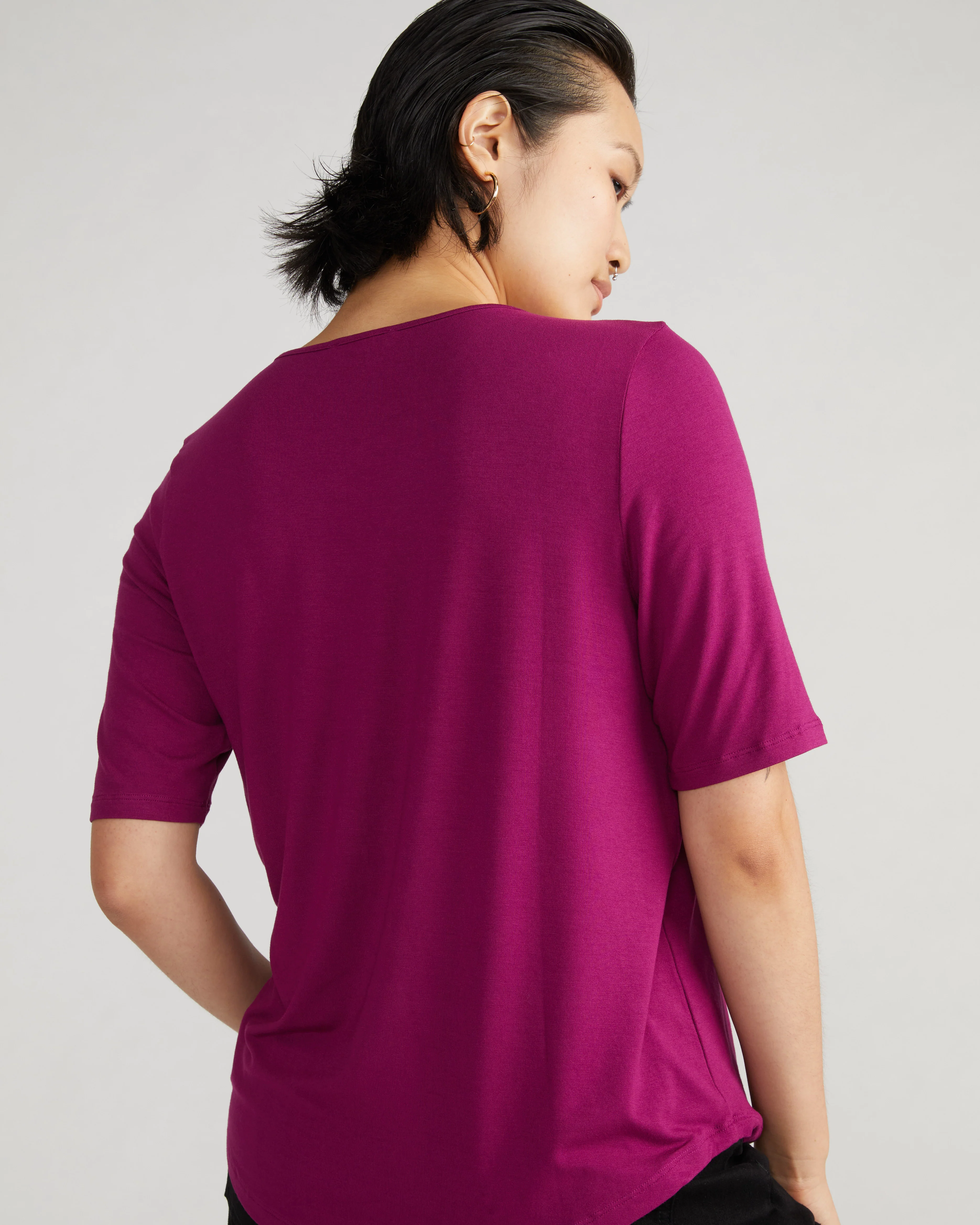 Lily Liquid Jersey Crew Neck Stovepipe Tee - Rothko Purple - Image 3