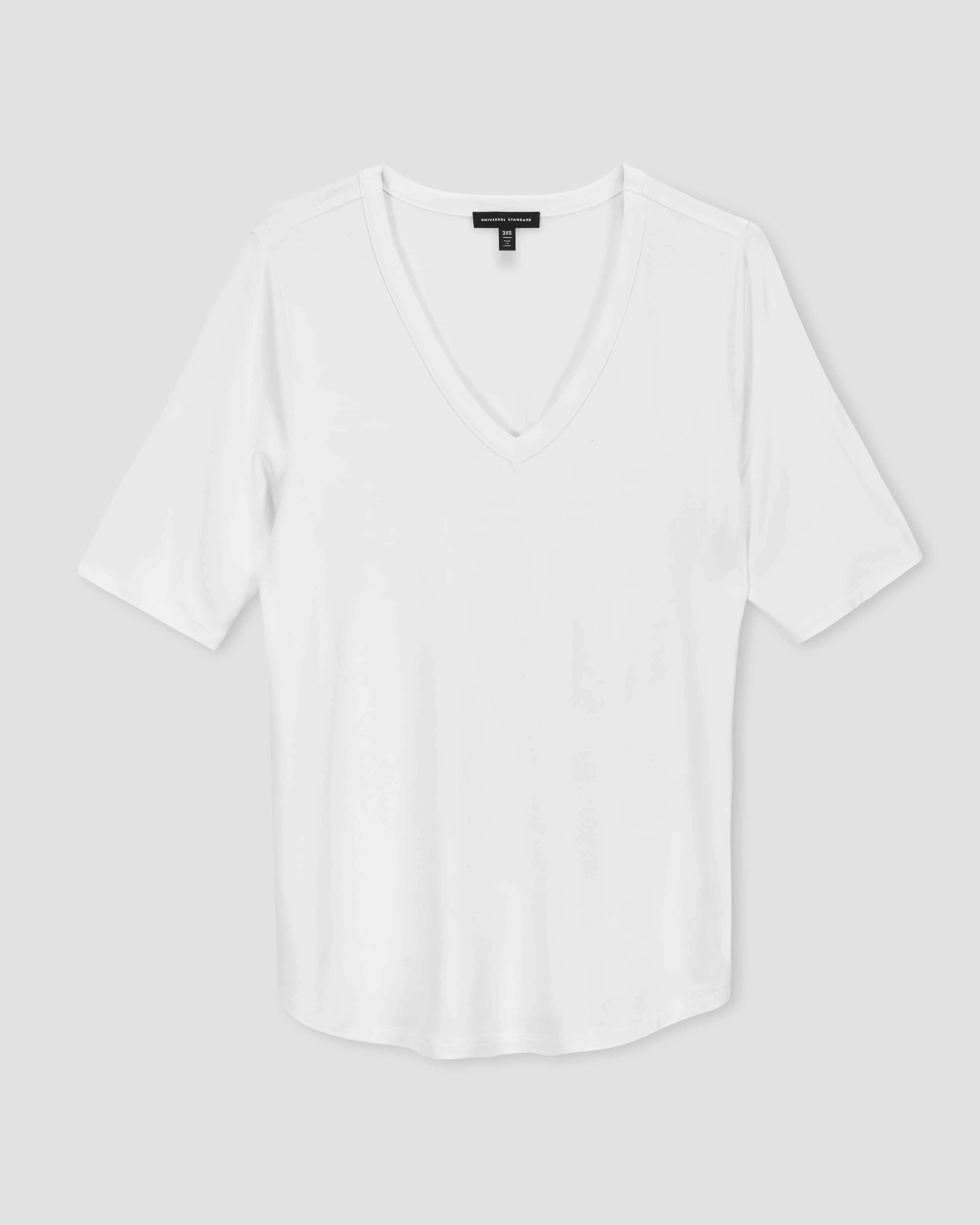 Lily Liquid Jersey V-Neck Stovepipe Tee - White - Image 3