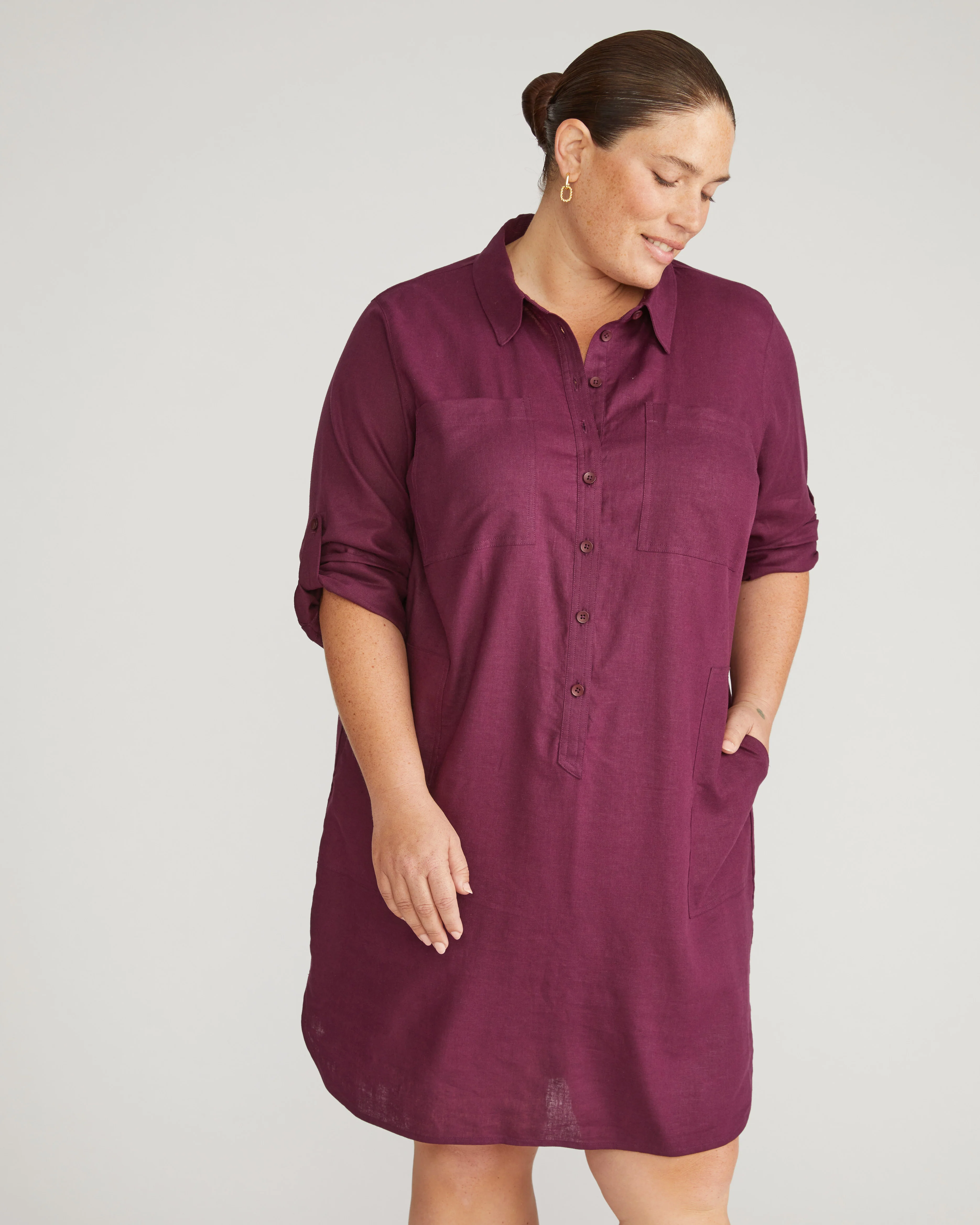 Linen Rubicon Shirtdress - Acai - Image 4