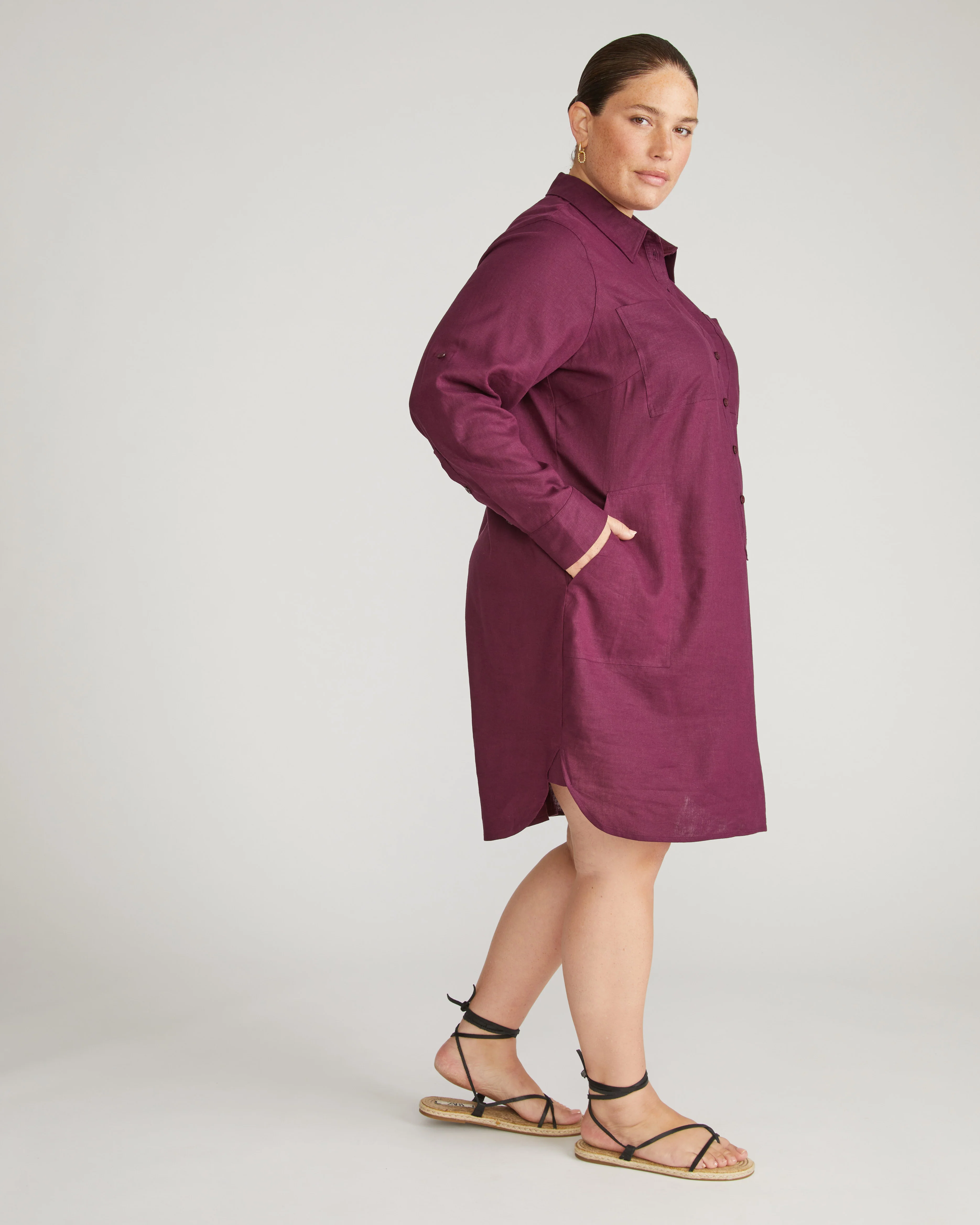 Linen Rubicon Shirtdress - Acai - Image 5