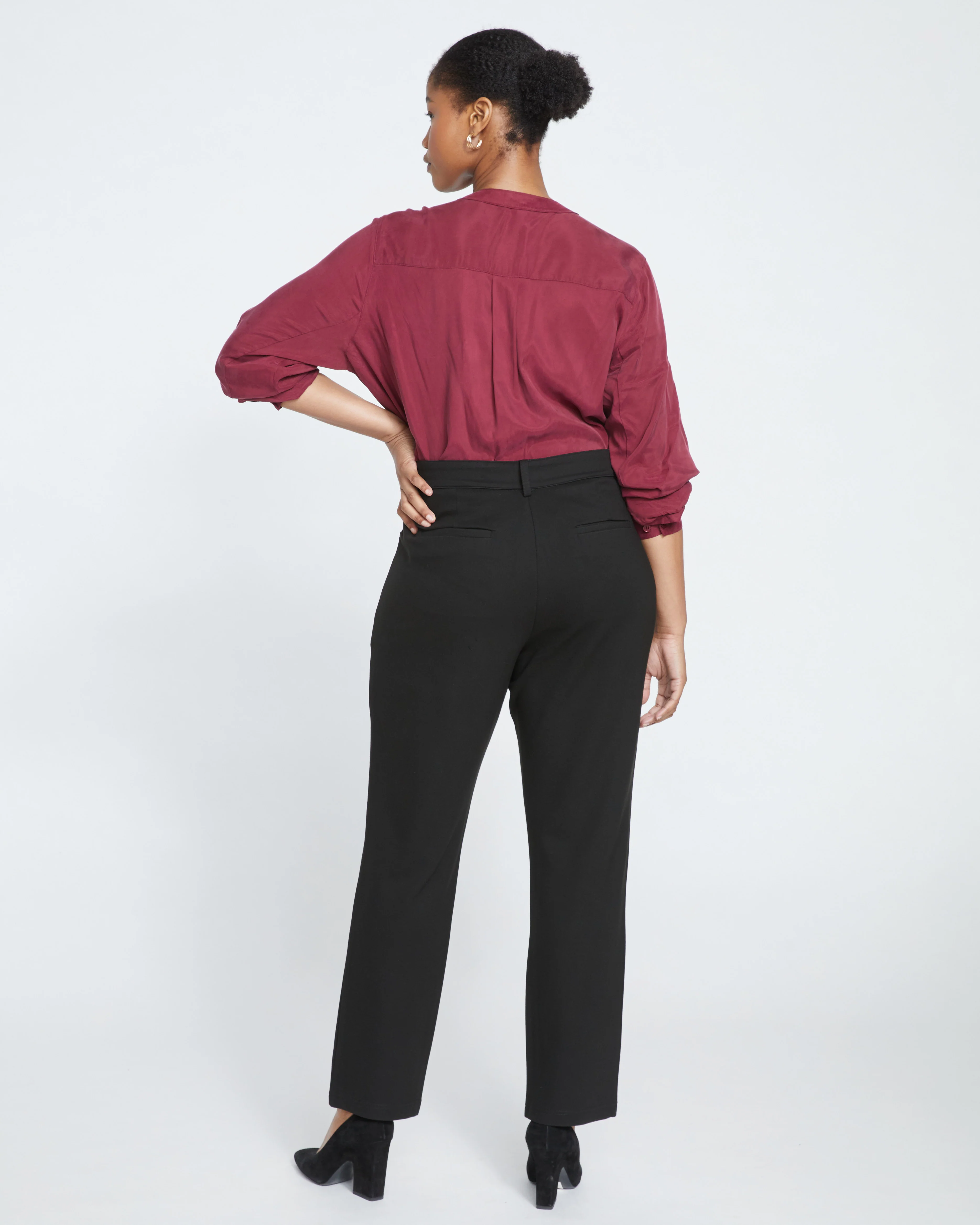 Long Cigarette Ponte Pants - Black - Image 4