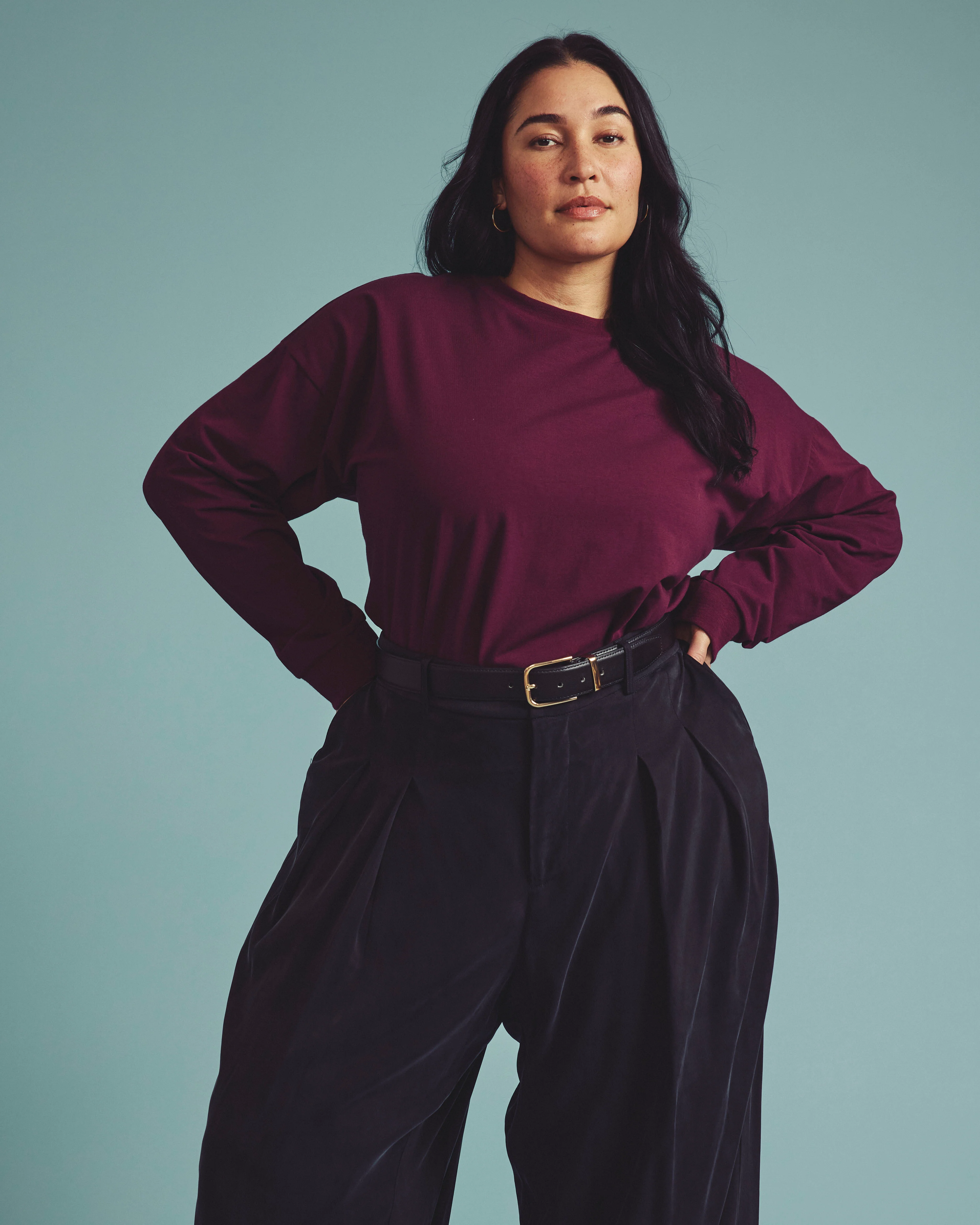 Long Sleeve Relaxed Tee - Acai - Image 3