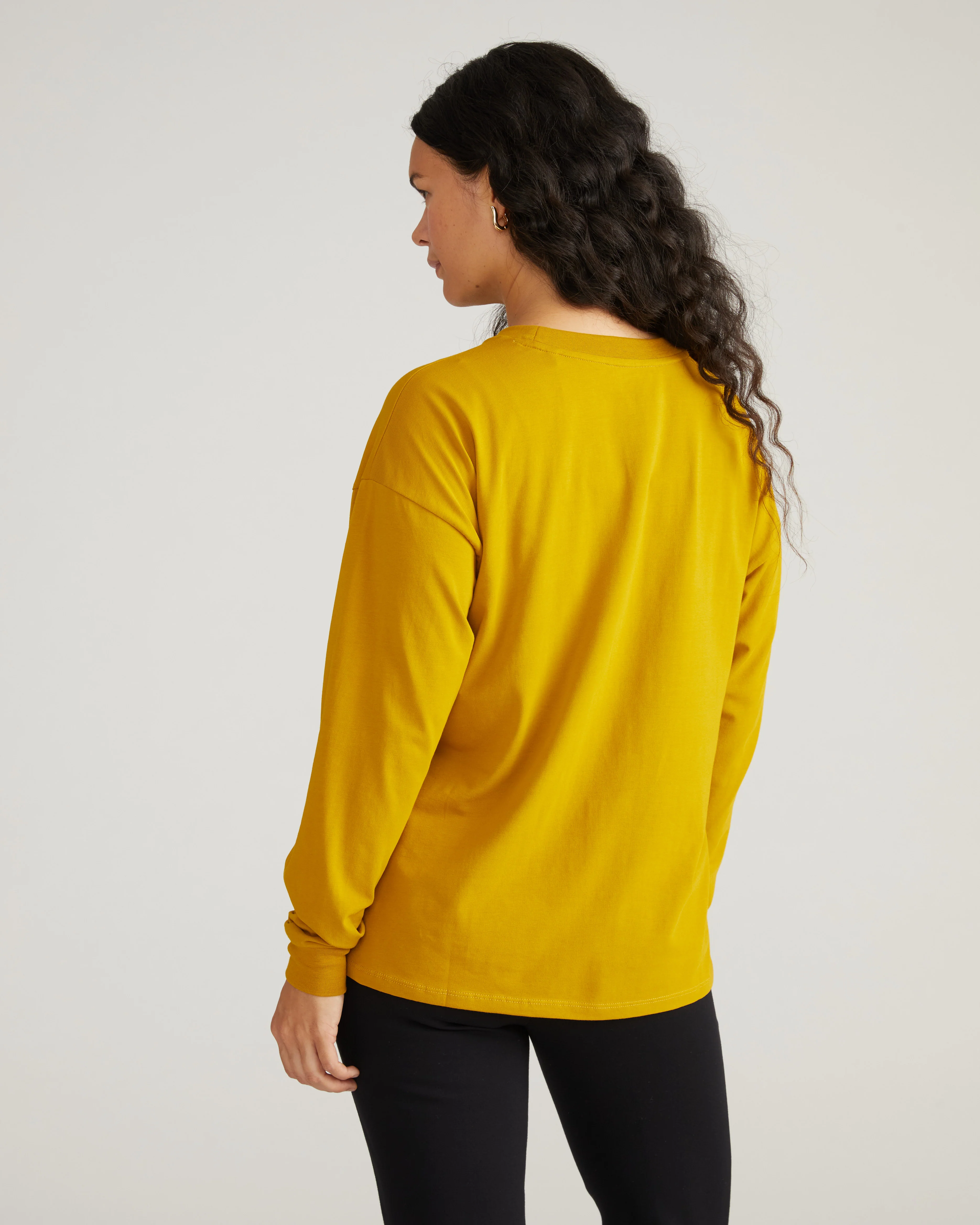 Long Sleeve Relaxed Tee - Mustard - Image 4