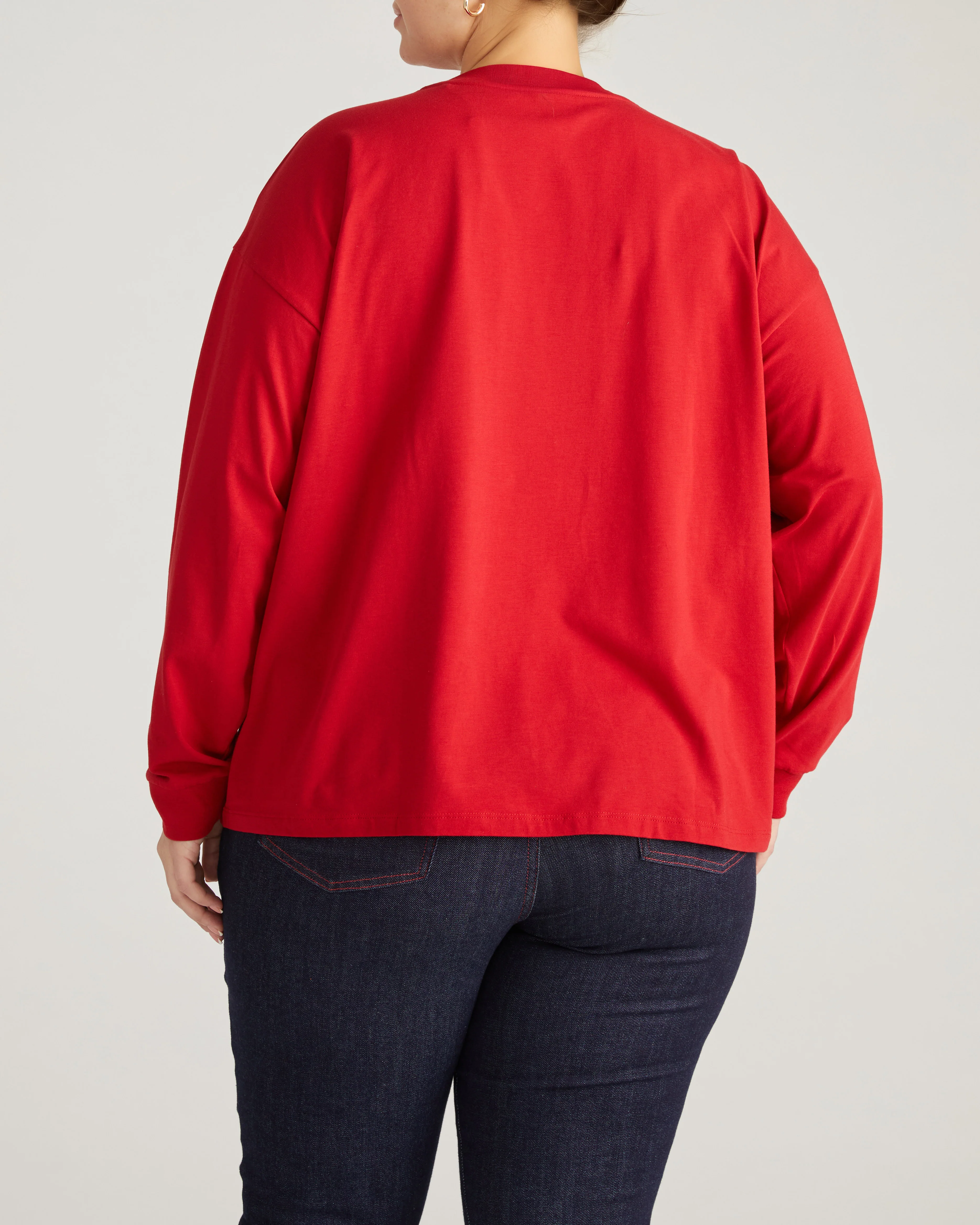Long Sleeve Relaxed Tee - Ruby Red - Image 4