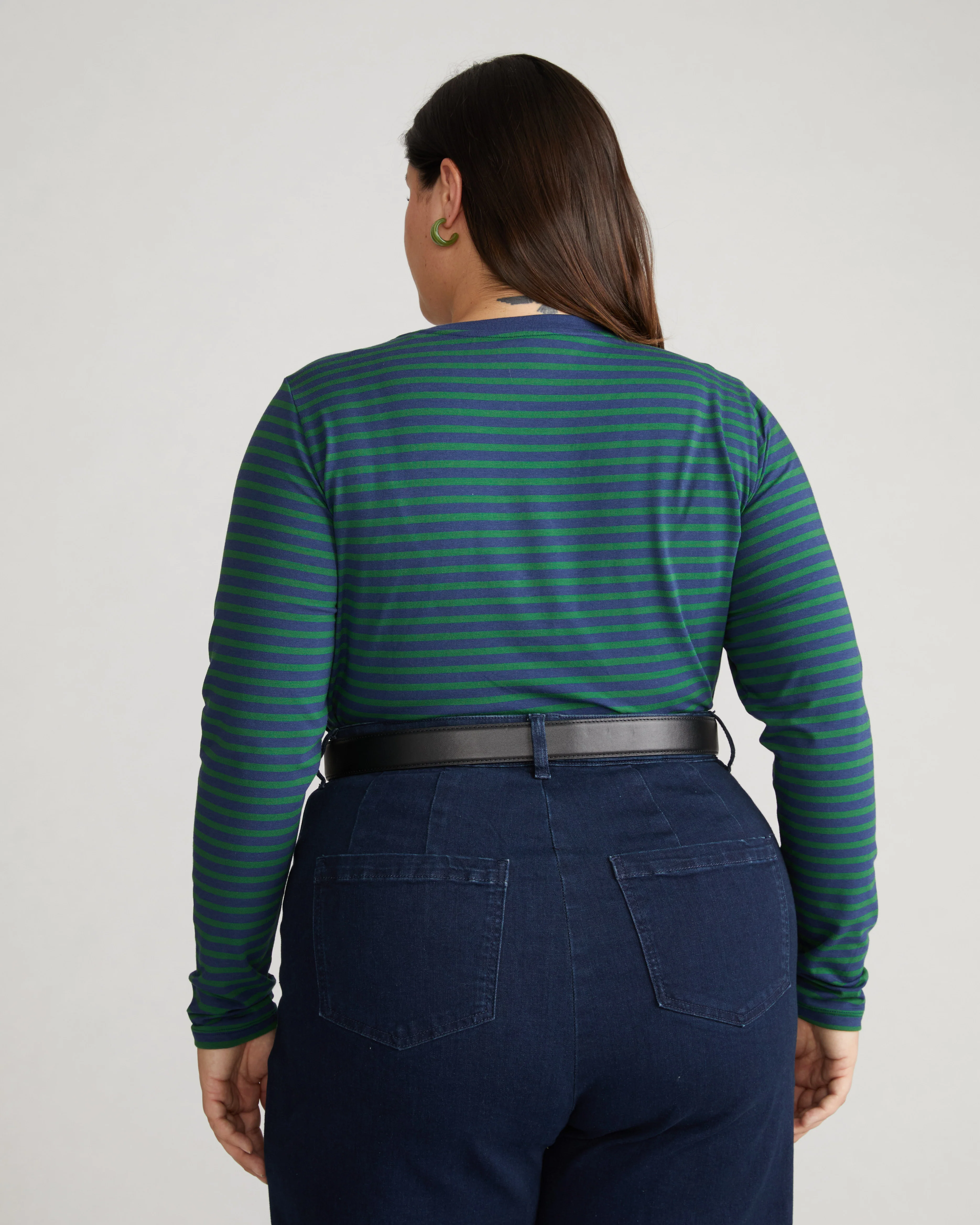 Long Sleeve Tee Rex - Cenote/Jardin Stripe - Image 2