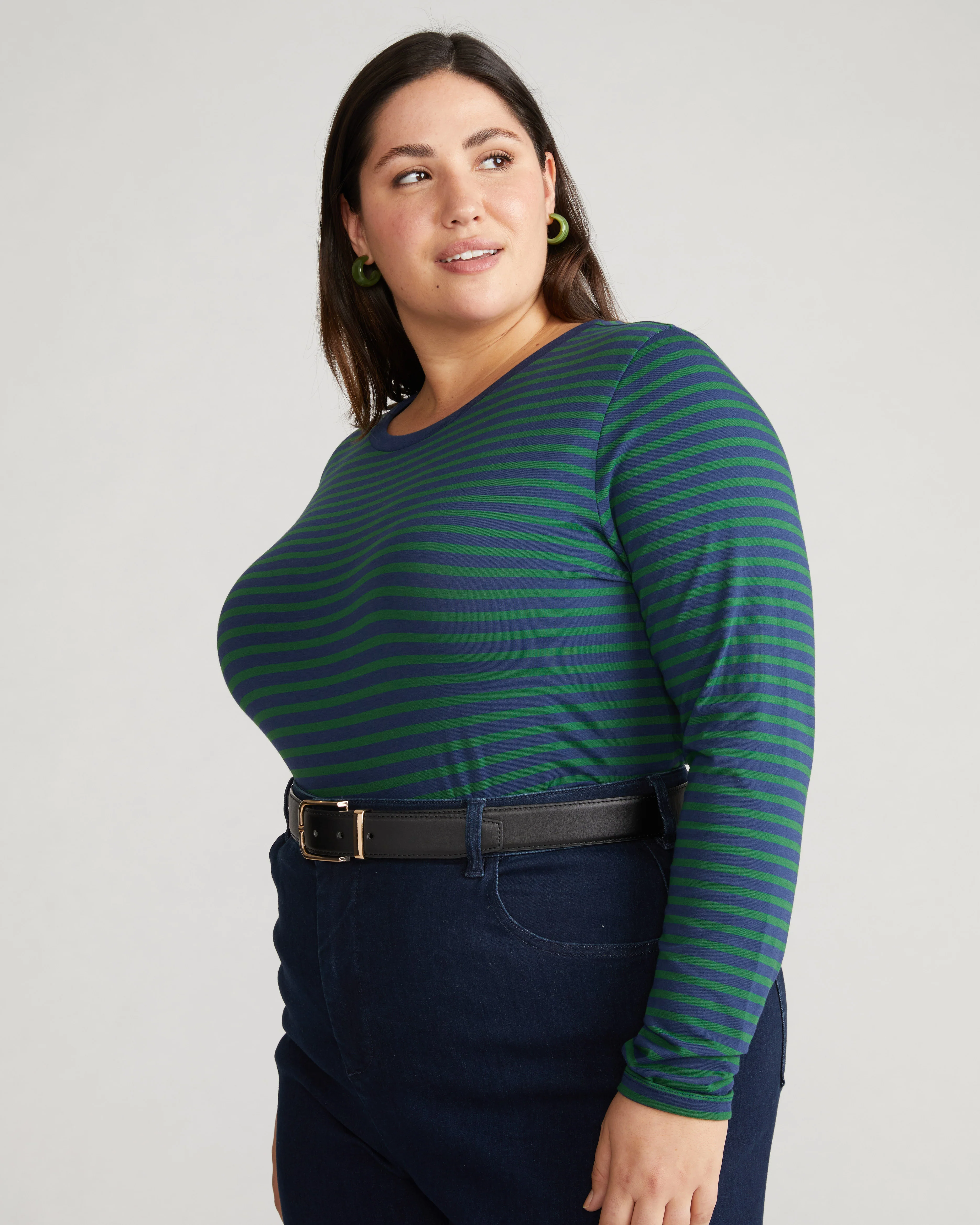 Long Sleeve Tee Rex - Cenote/Jardin Stripe - Image 3