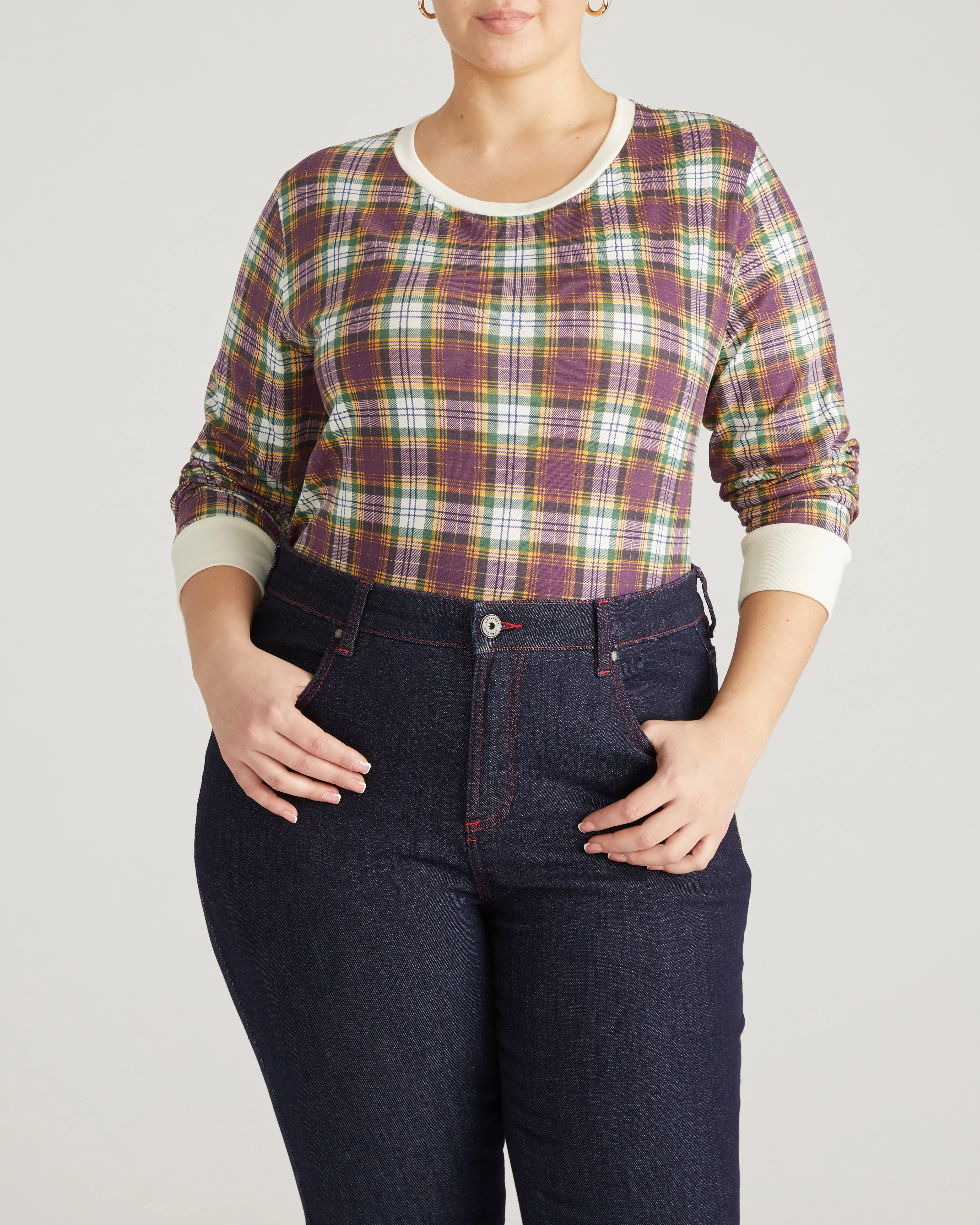 Long Sleeve Tee Rex - Purple Plaid - Image 2