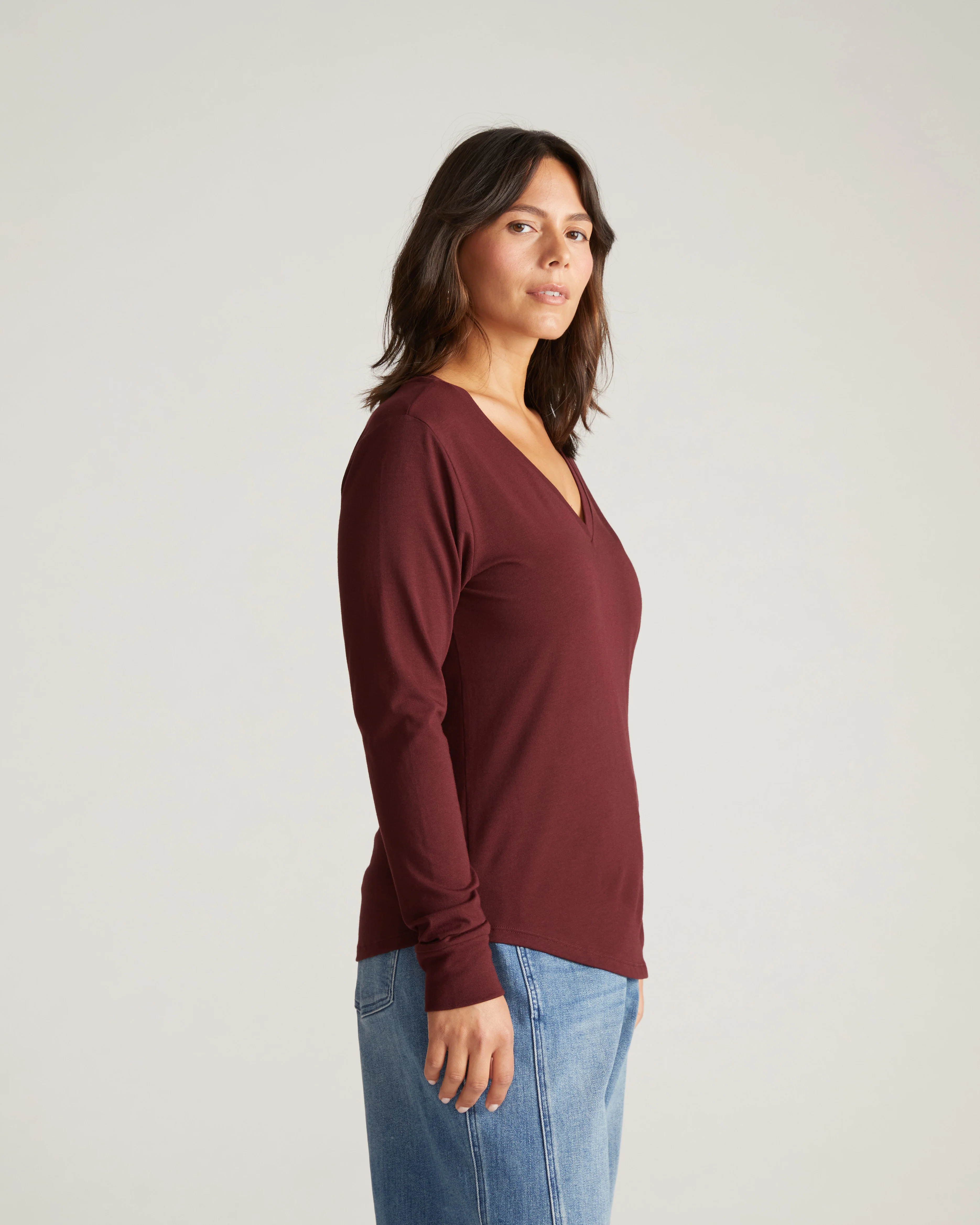 Long Sleeve V Rex - Black Cherry - Image 2