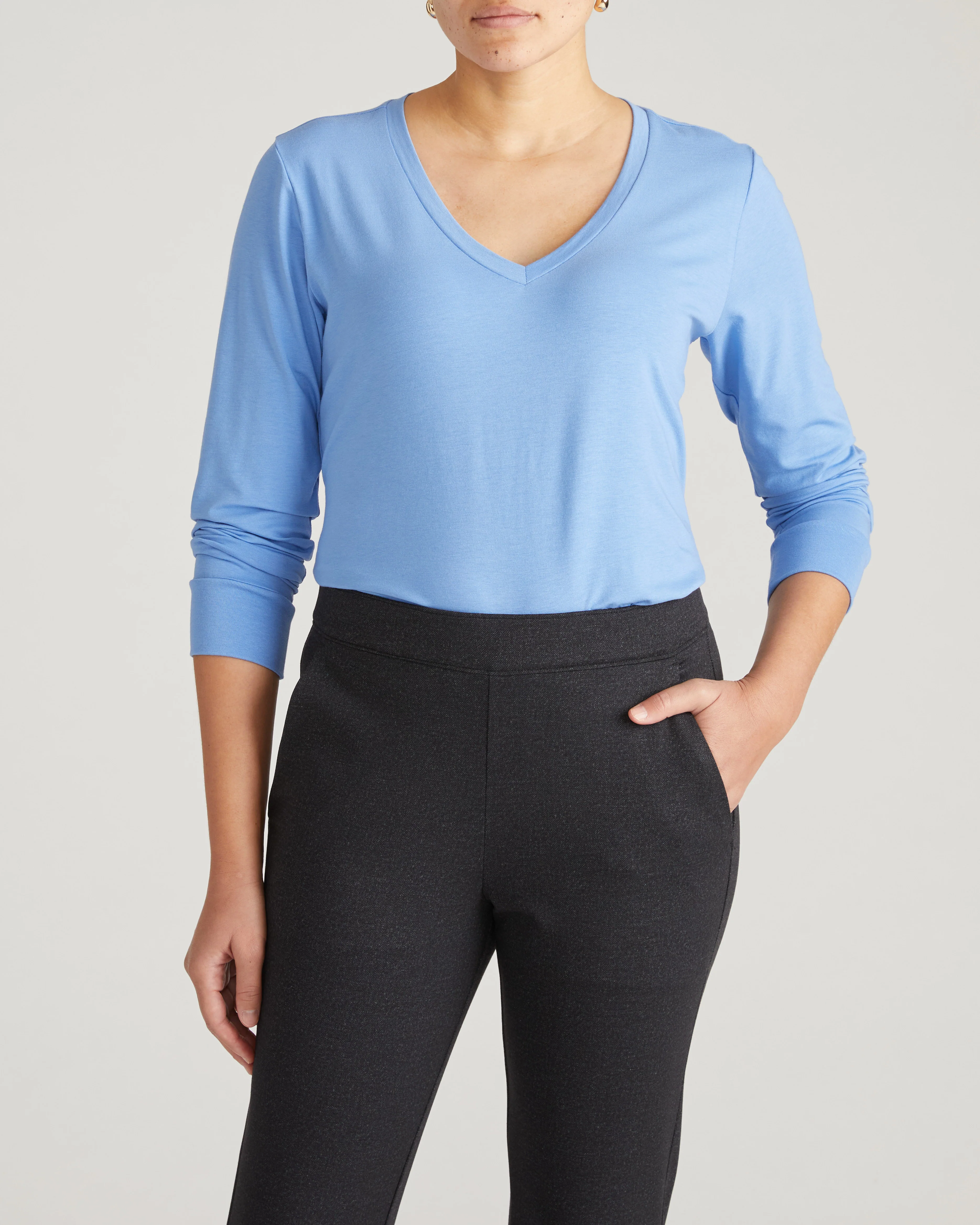 Long Sleeve V Rex - Seaside Blue - Image 2