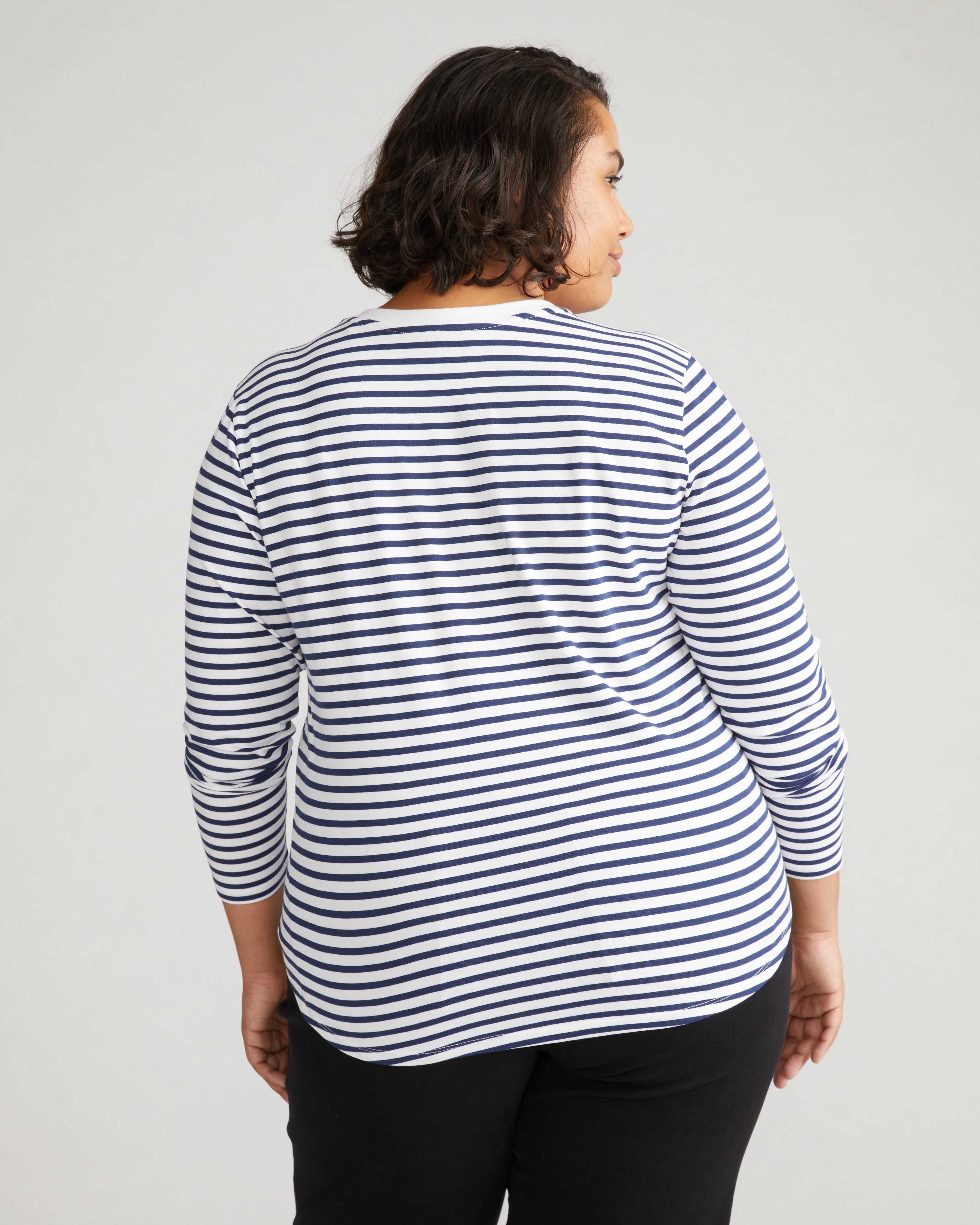 Long Sleeve V Rex - White/Cenote Stripe - Image 3