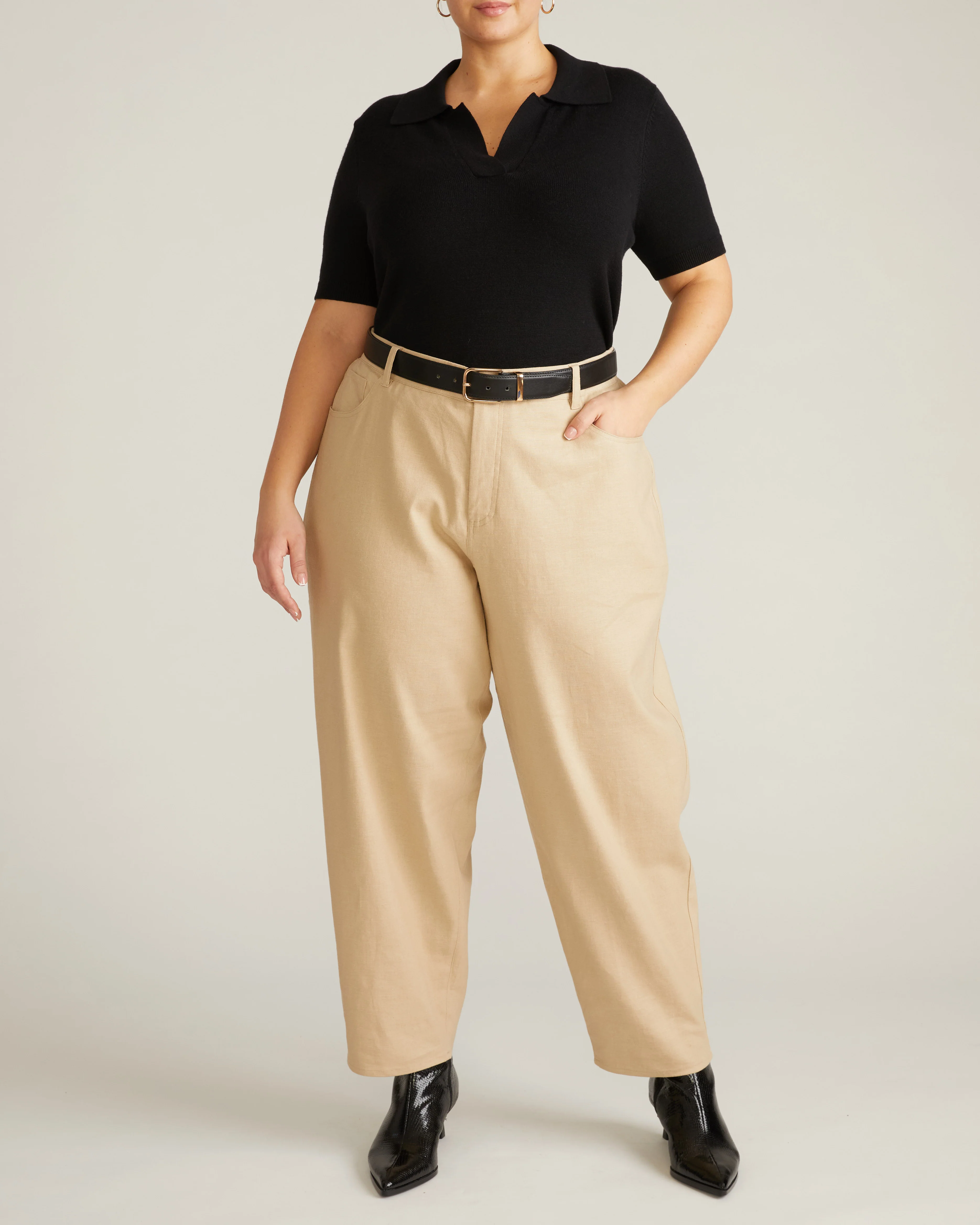 Lou Barrel Leg Linen Pants - Danish Coffee - Image 3