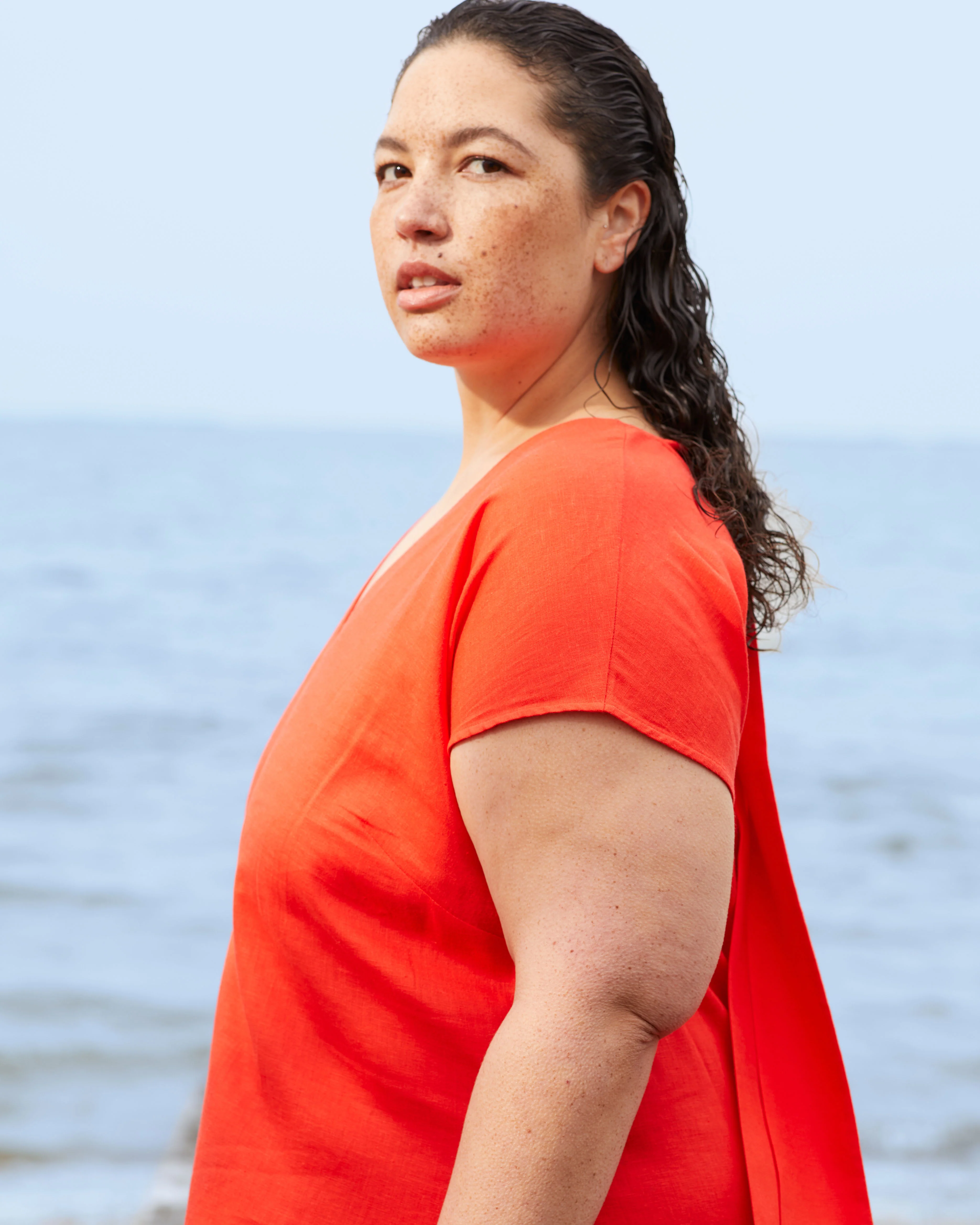 Louvre Bow Back Linen Dress - Shoreline Sunset - Image 3