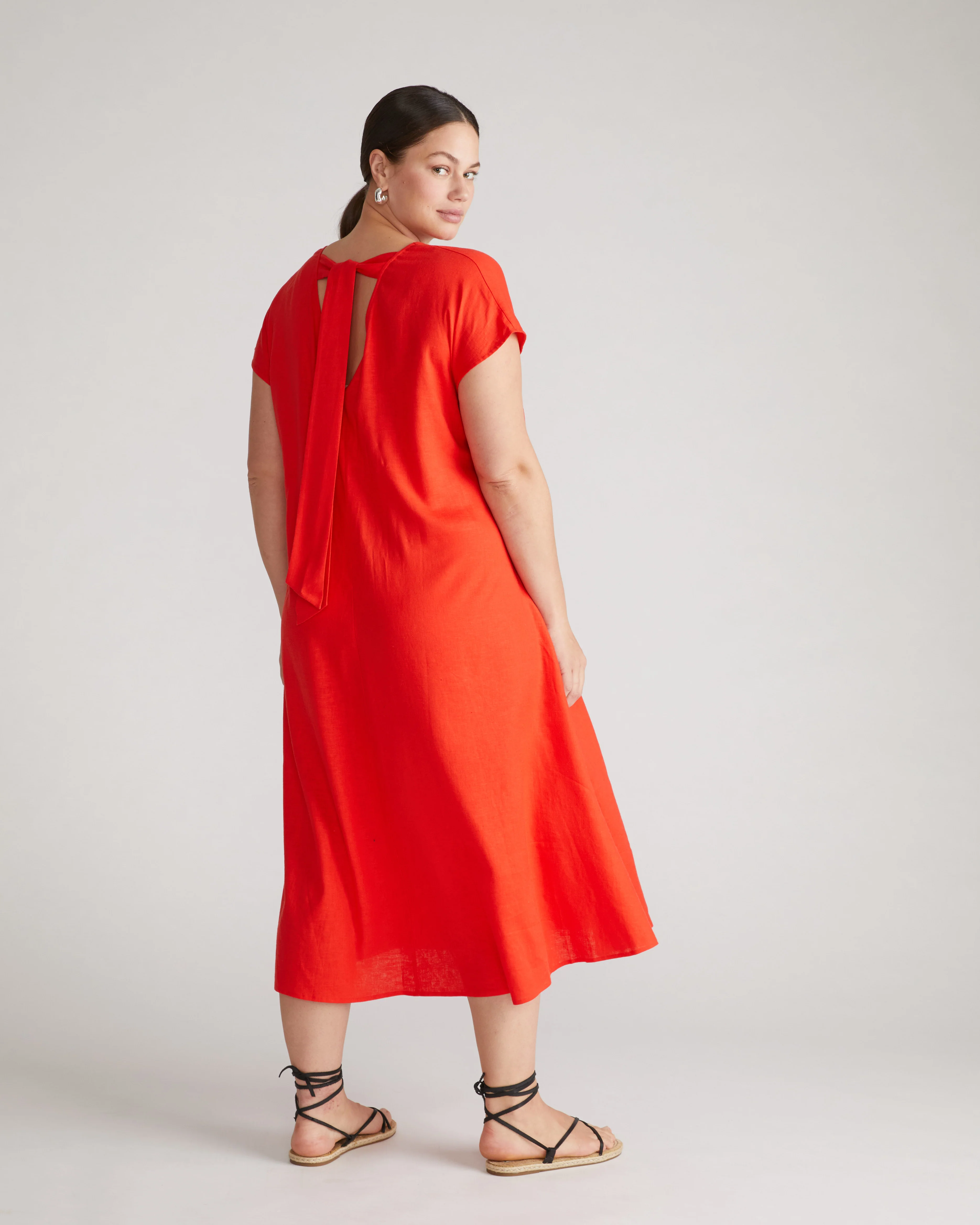 Louvre Bow Back Linen Dress - Shoreline Sunset - Image 5