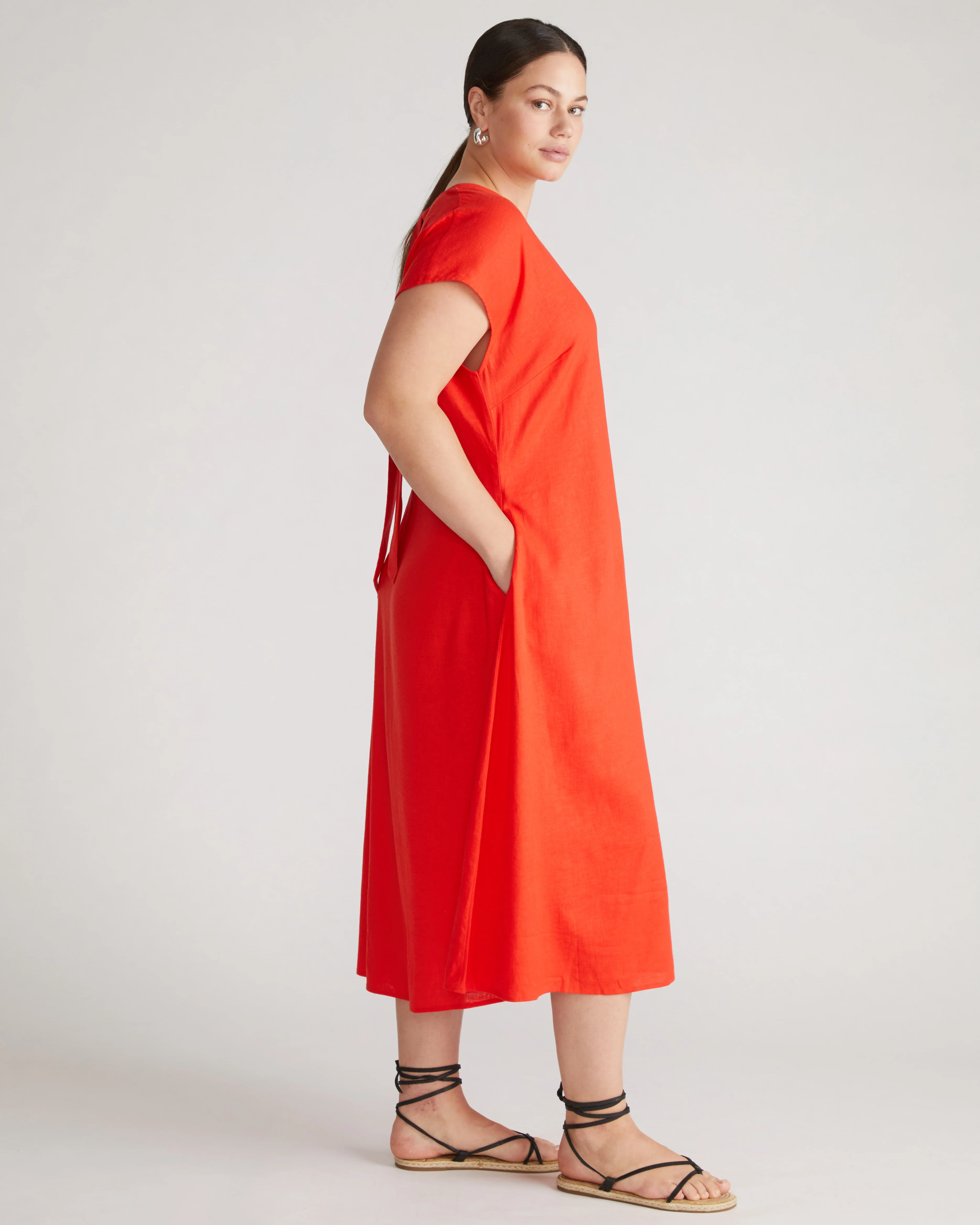 Louvre Bow Back Linen Dress - Shoreline Sunset - Image 6