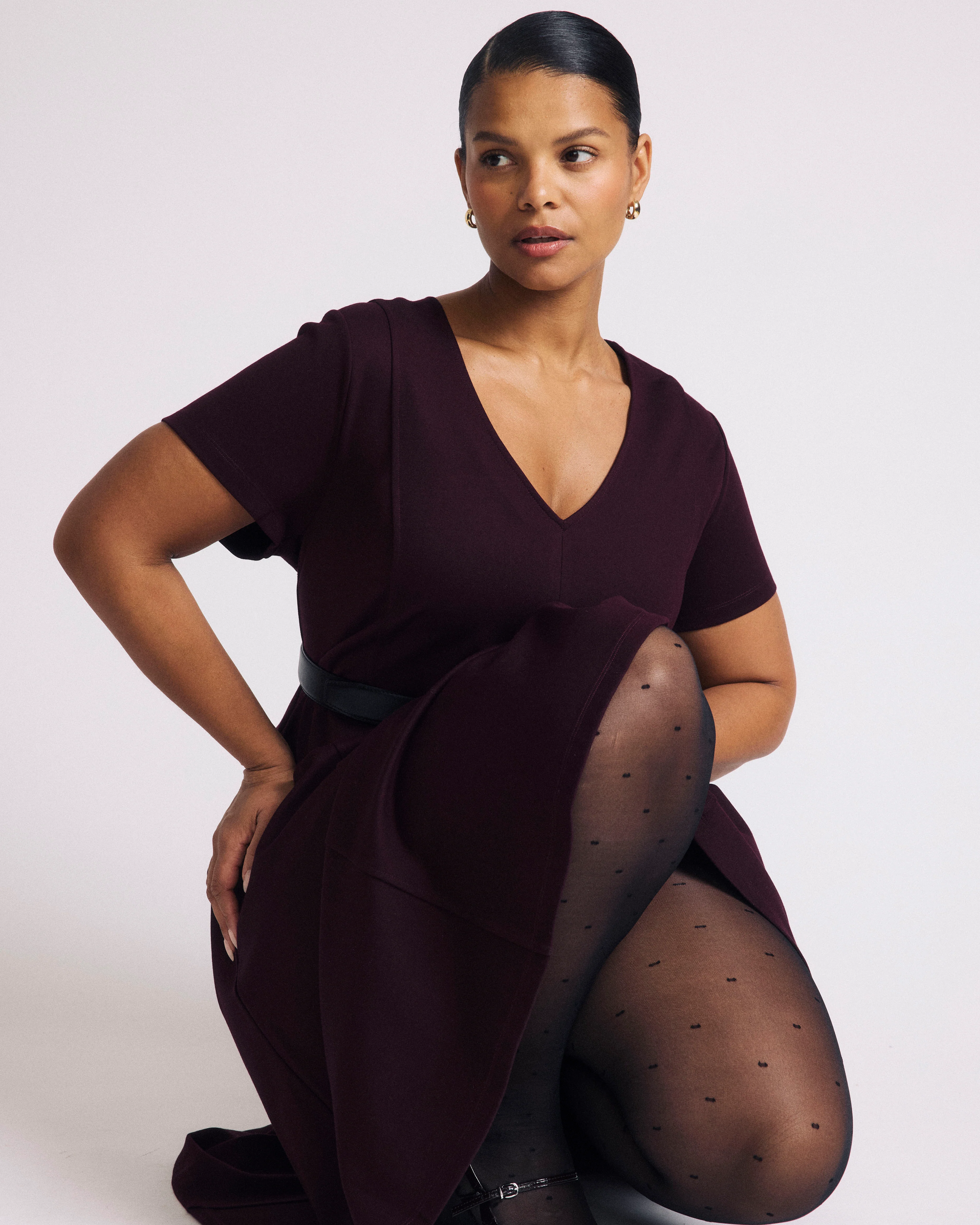 Lucinda Ponte Midi Dress - Black Cherry - Image 3