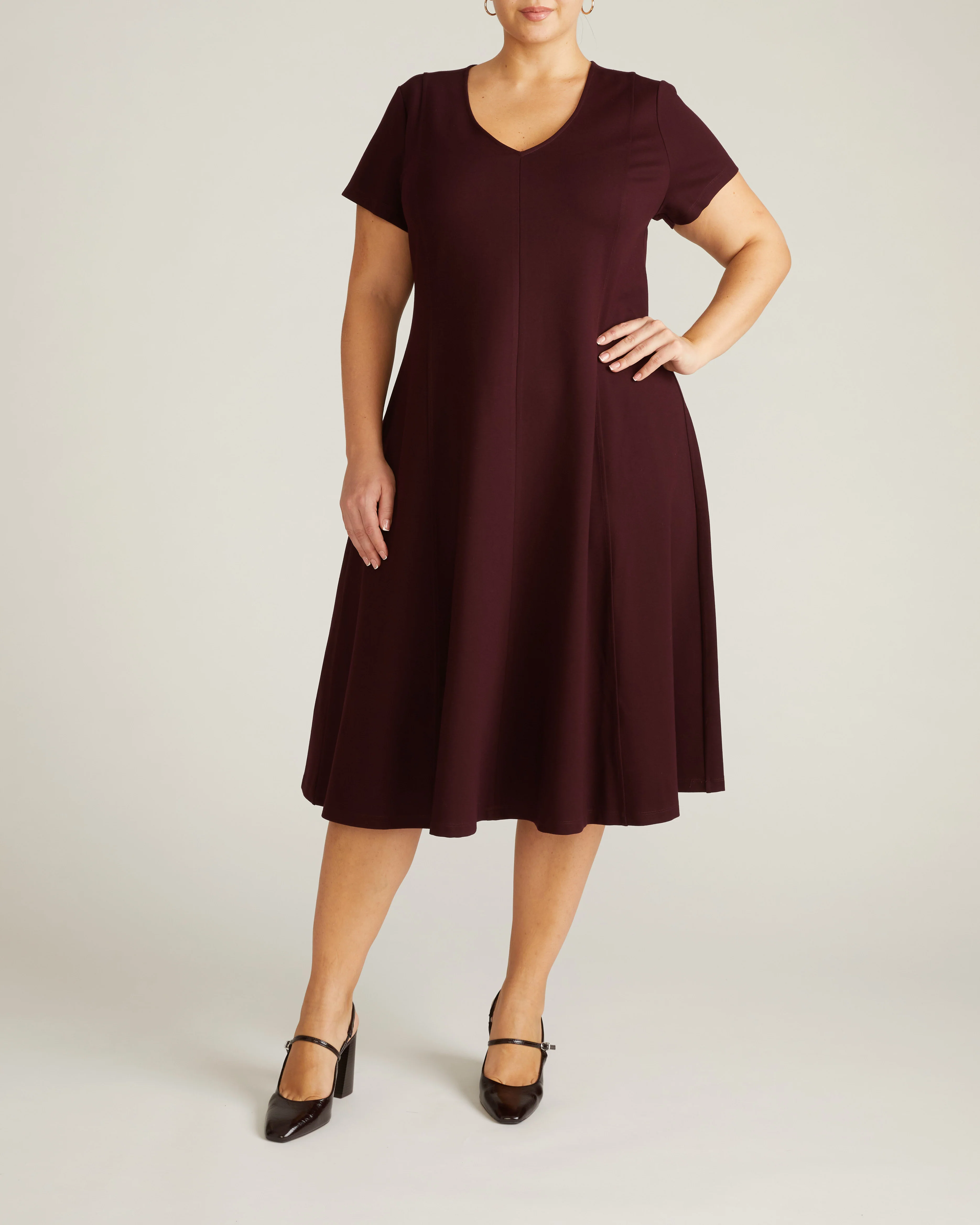 Lucinda Ponte Midi Dress - Black Cherry - Image 4