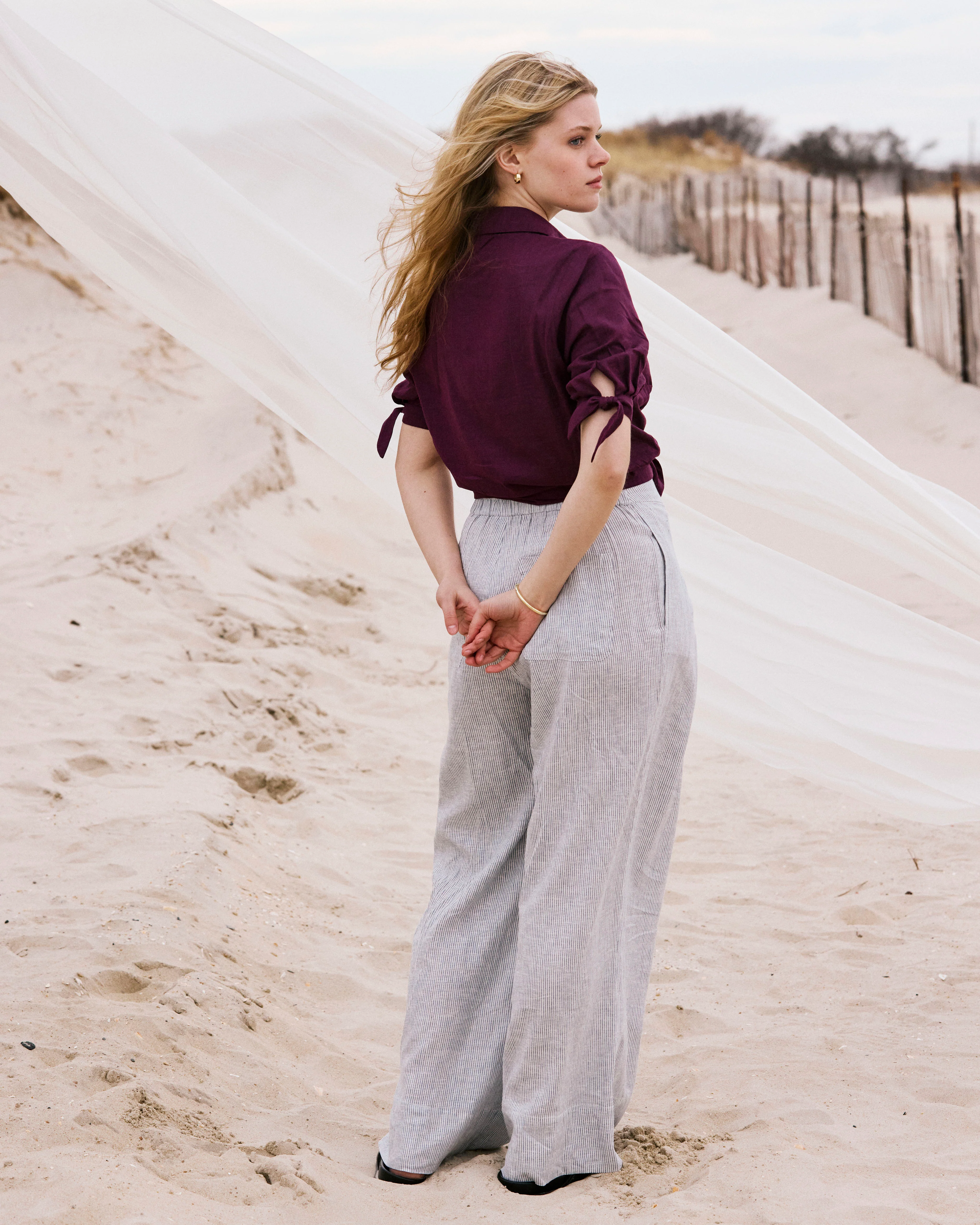 Luisa Short Sleeve Linen Shirt - Acai - Image 9