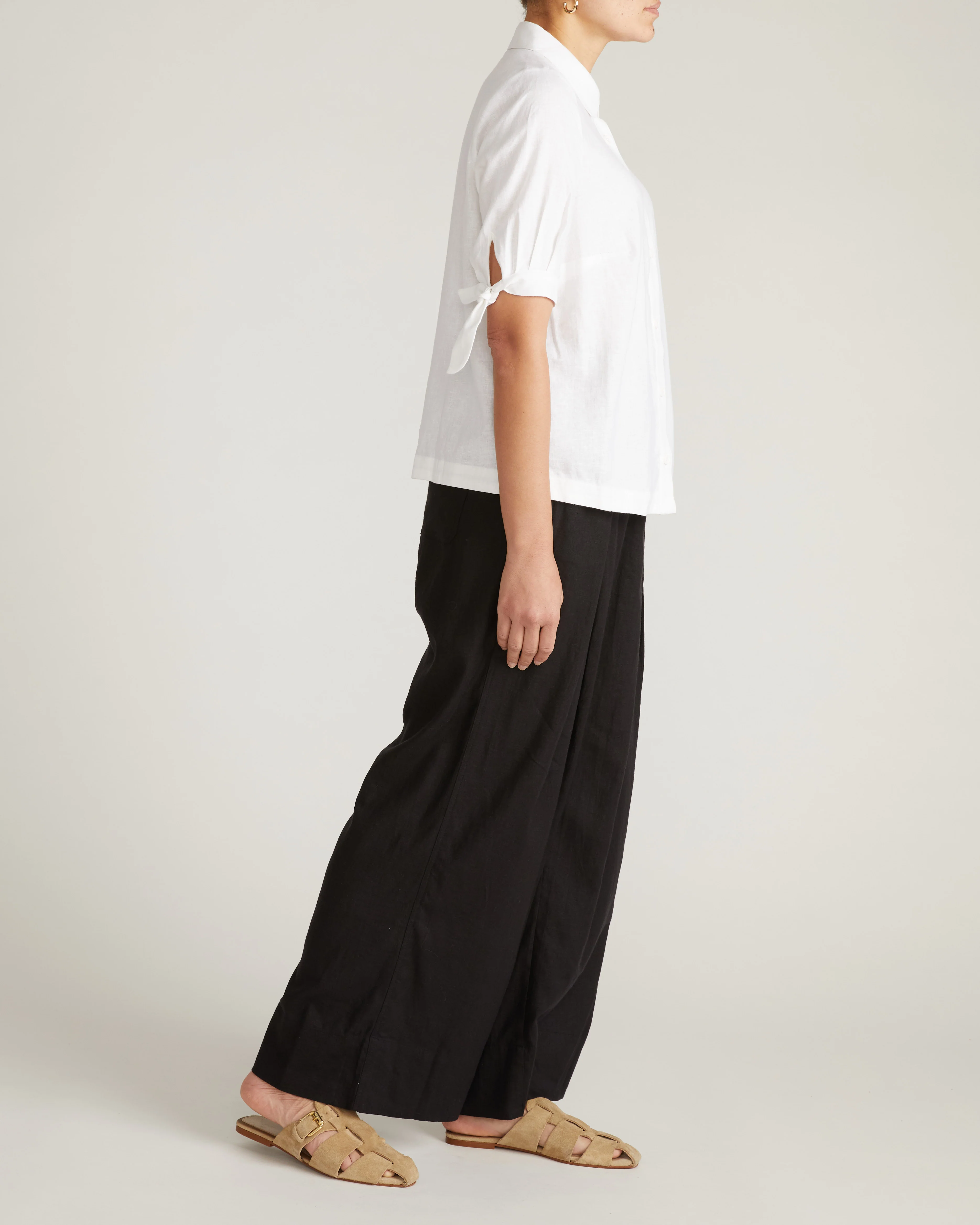 Luisa Short Sleeve Linen Shirt - White - Image 6