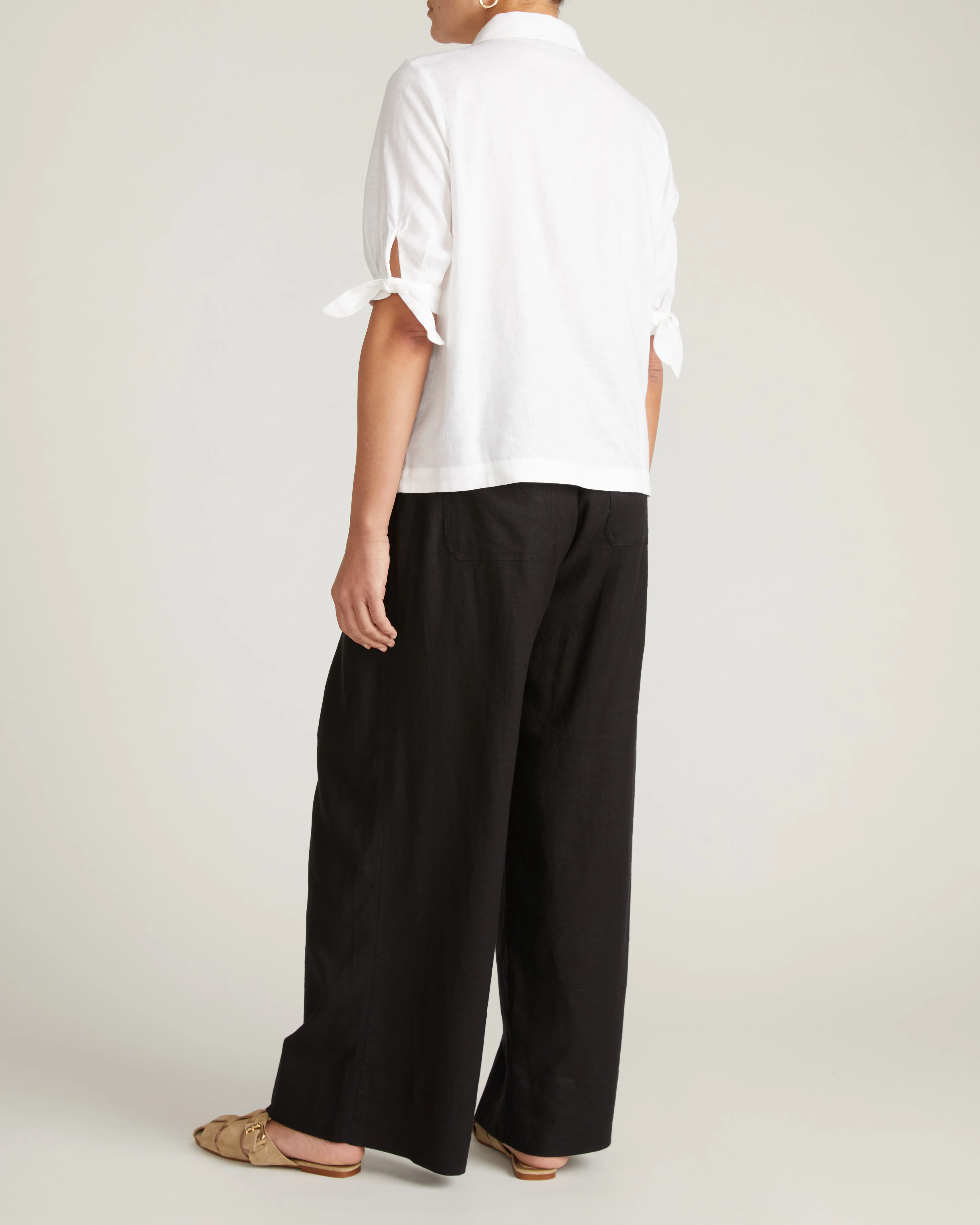 Luisa Short Sleeve Linen Shirt - White - Image 7