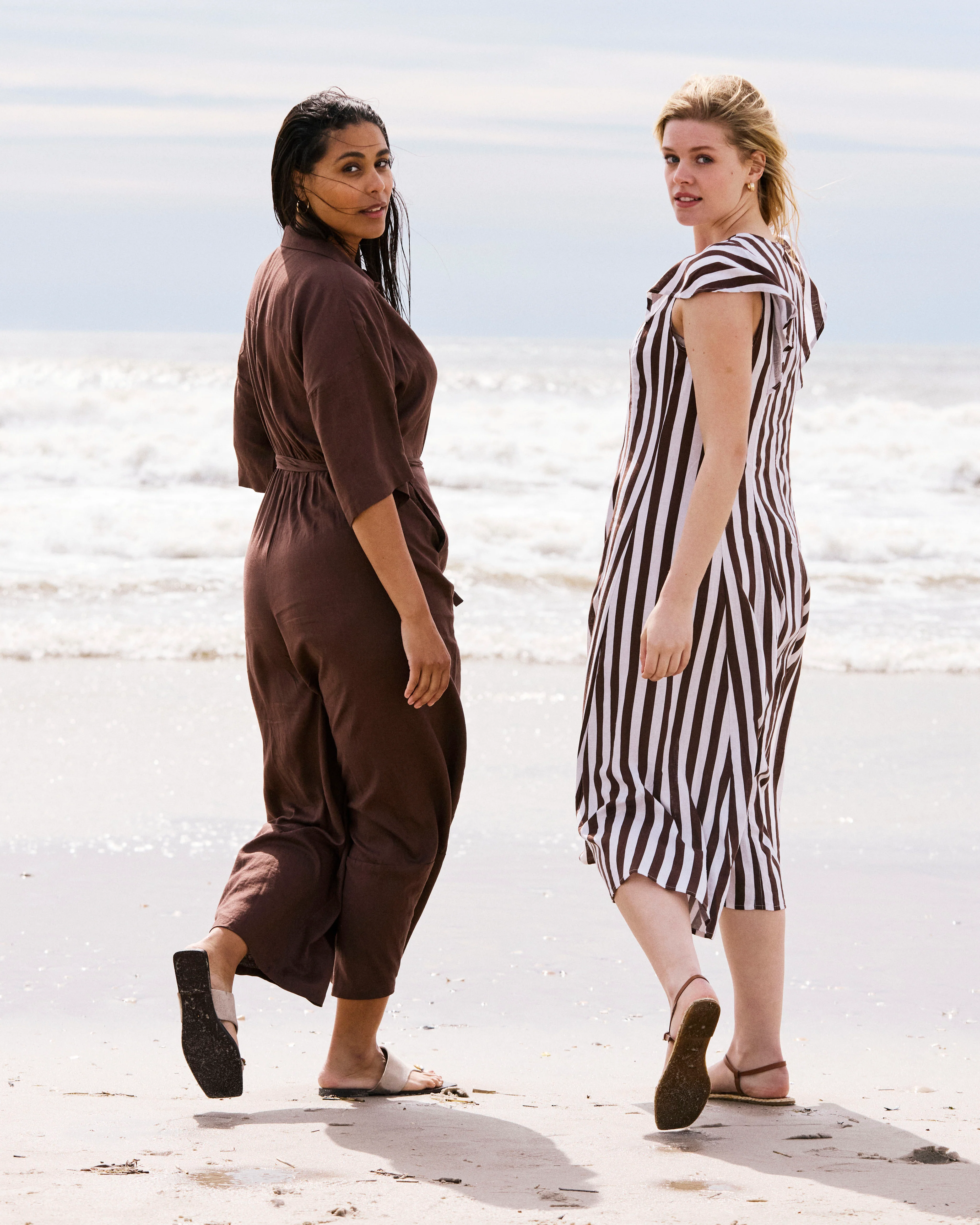 Maggie Barrel Leg Linen Jumpsuit - Peppercorn - Image 3