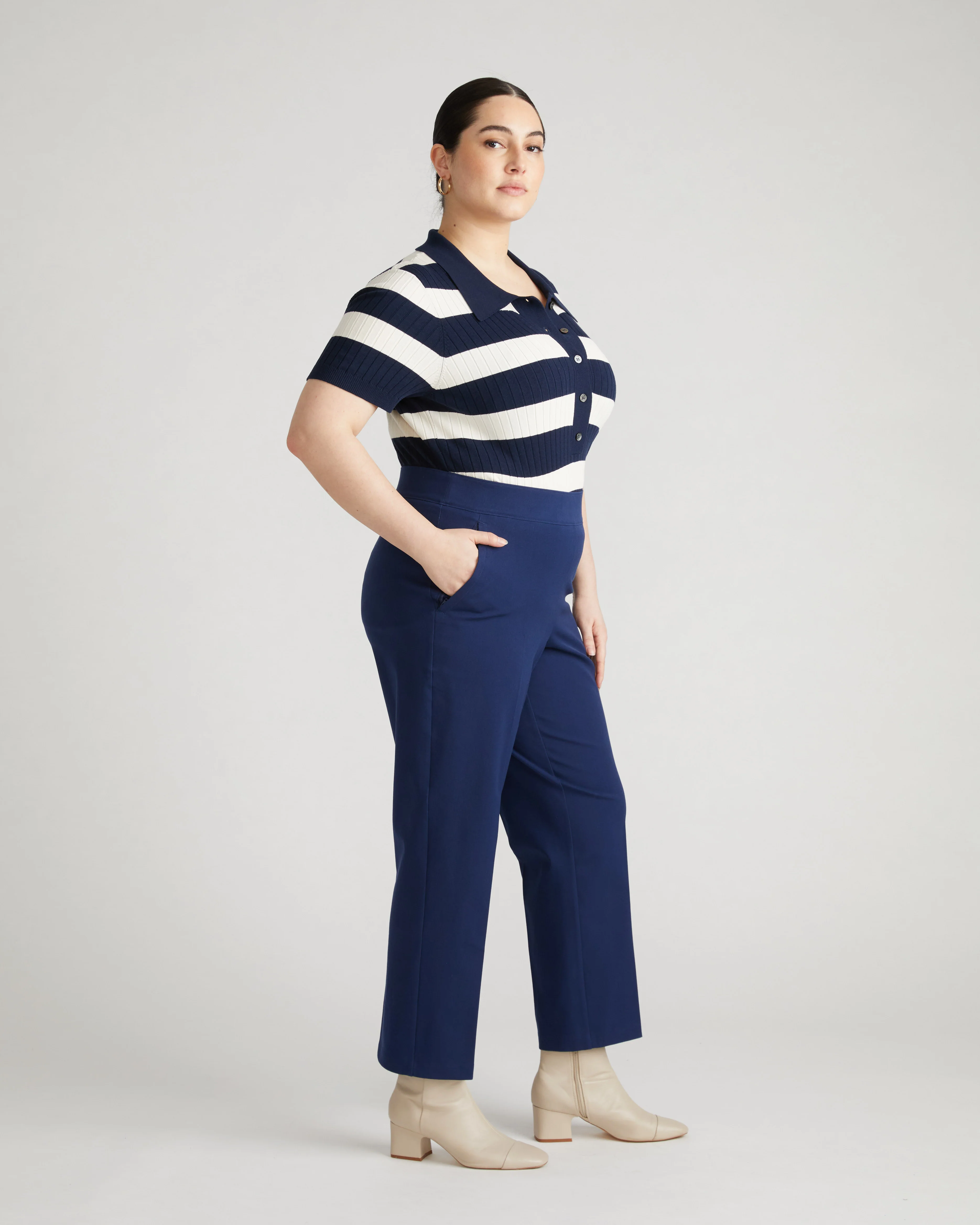 Magic Cotton Straight Leg Pants - Brilliant Navy - Image 3