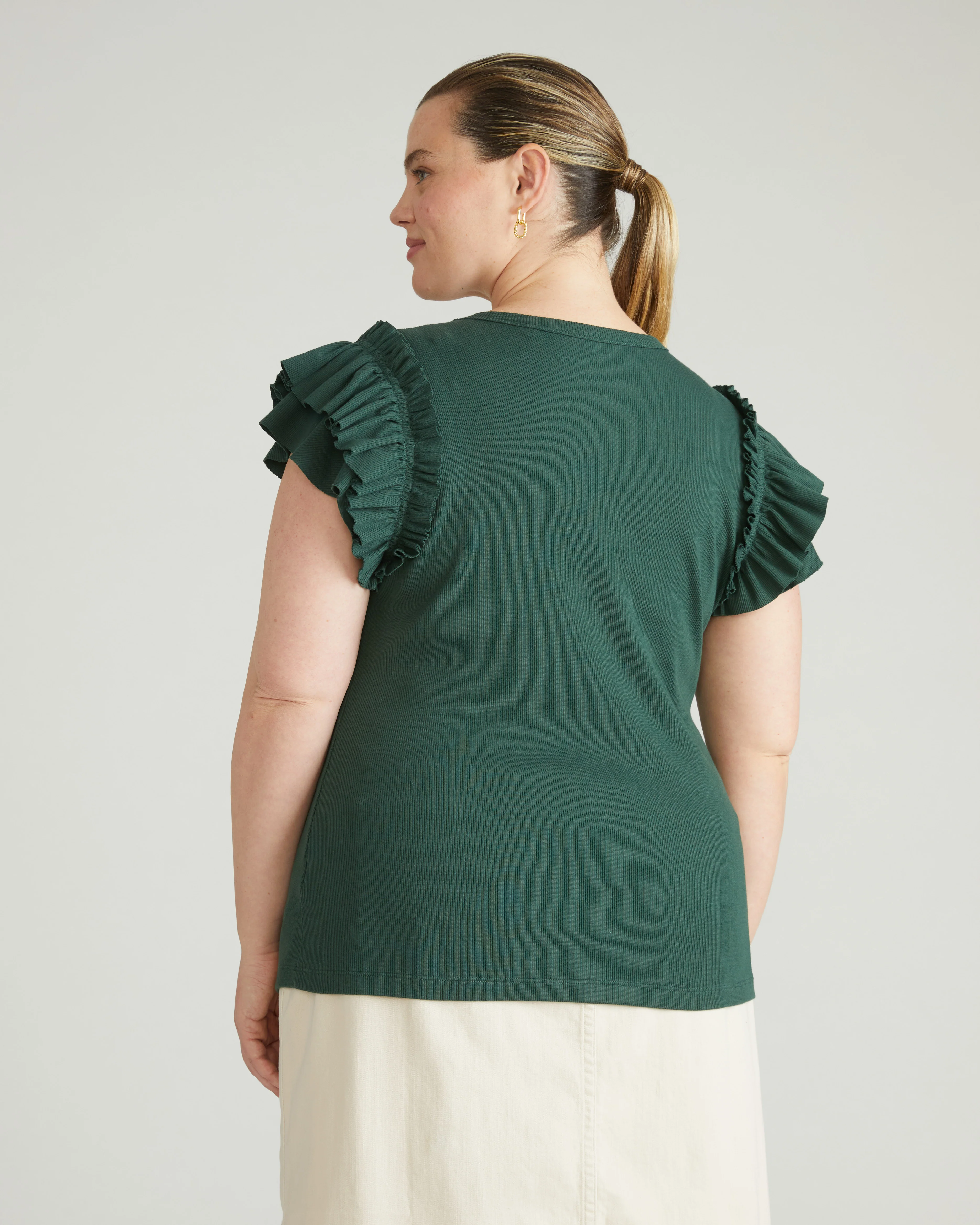 Magnolia Ribbed Top - Conifer - Image 4