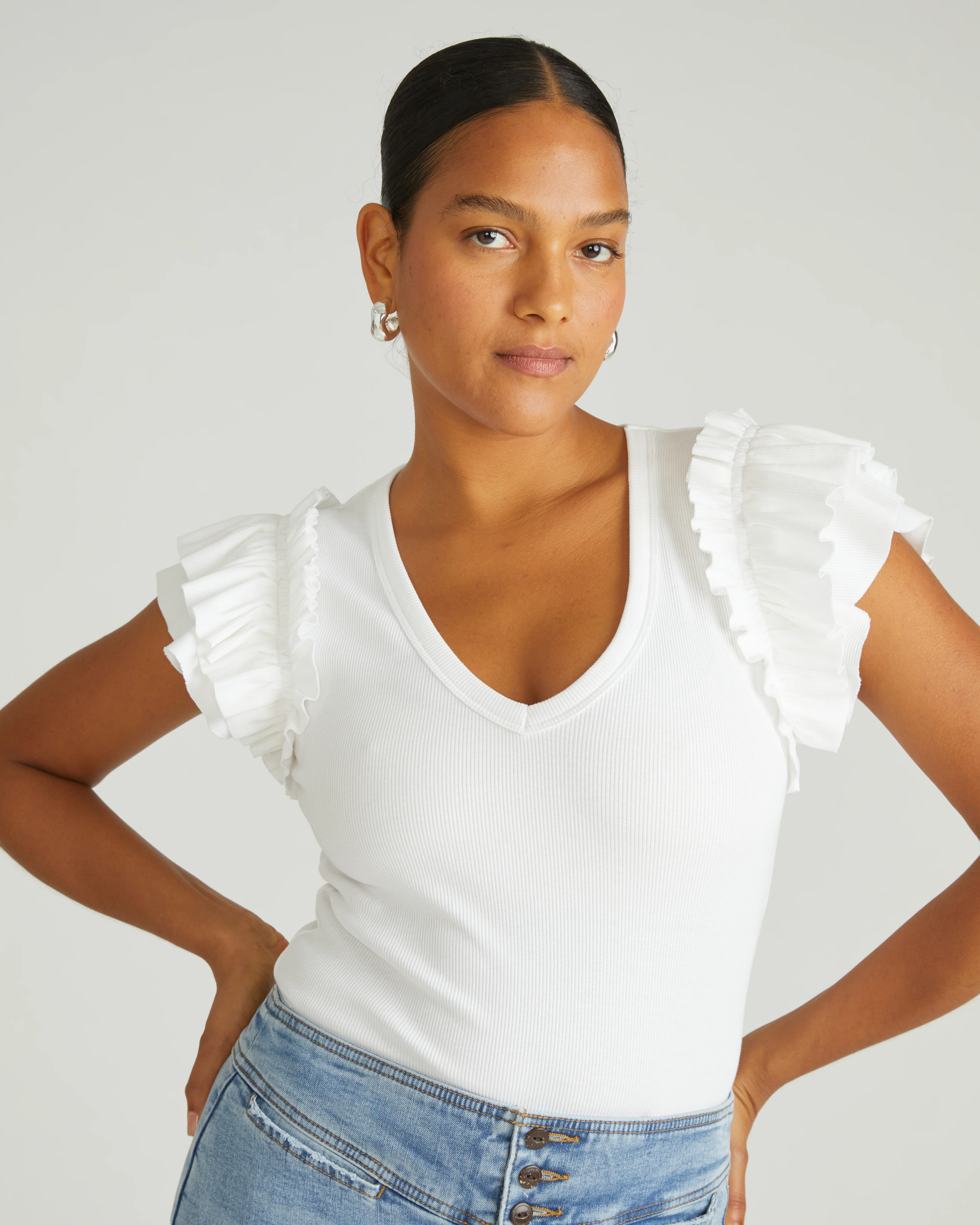 Magnolia Ribbed Top - White - Image 2