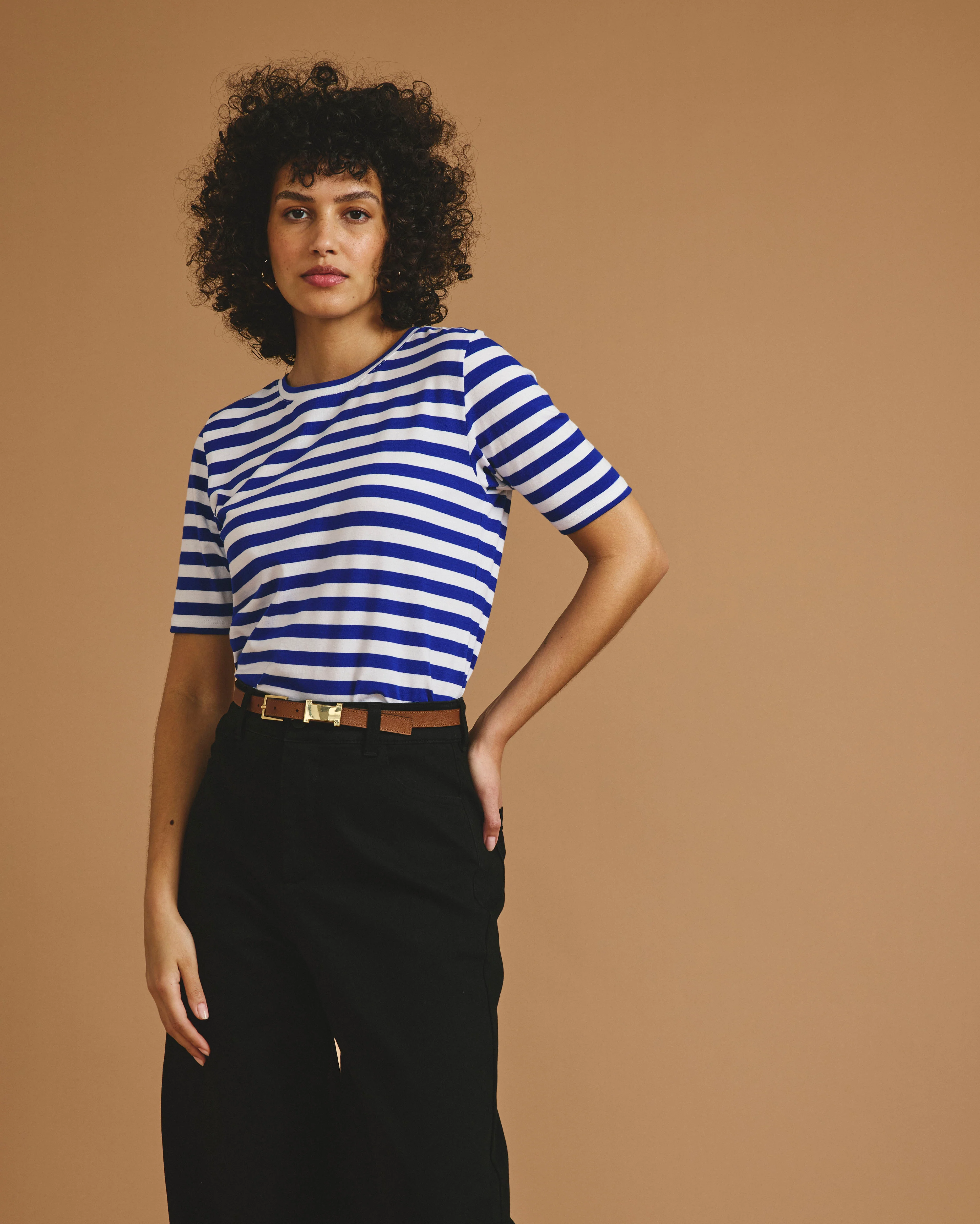 Maia Stovepipe Sleeve Tee - Hammersmith Blue/White Stripe - Image 3