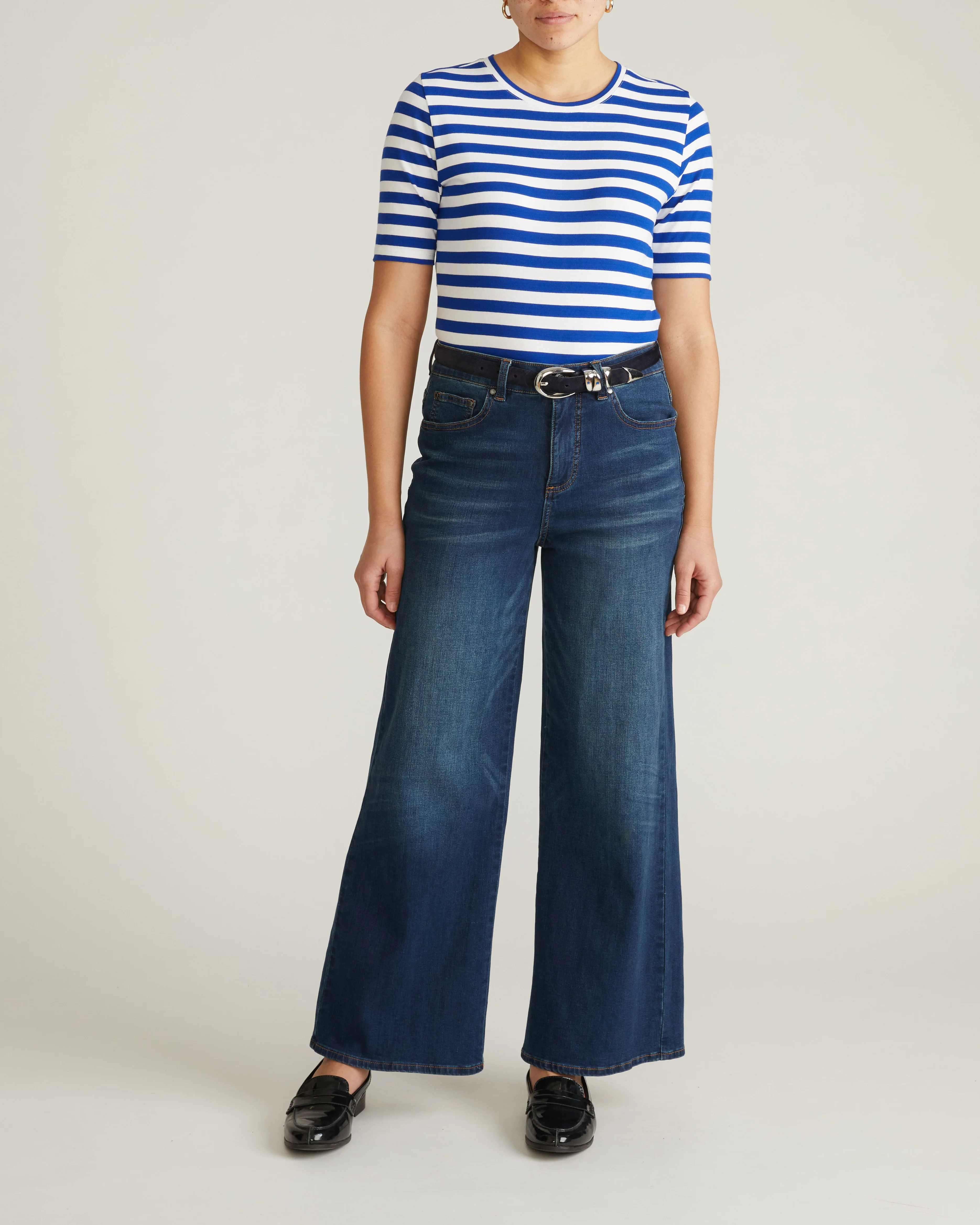 Maia Stovepipe Sleeve Tee - Hammersmith Blue/White Stripe - Image 5
