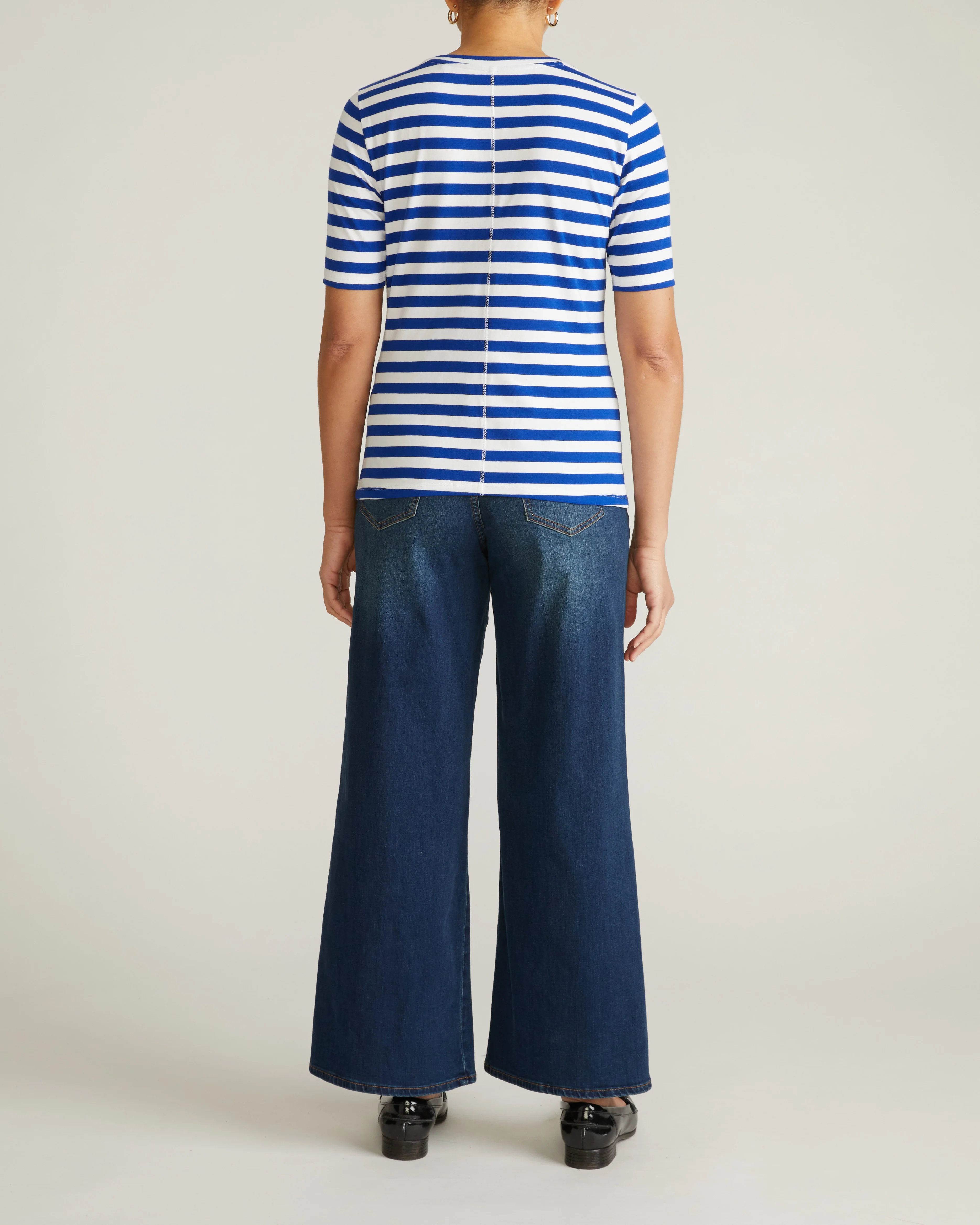 Maia Stovepipe Sleeve Tee - Hammersmith Blue/White Stripe - Image 6