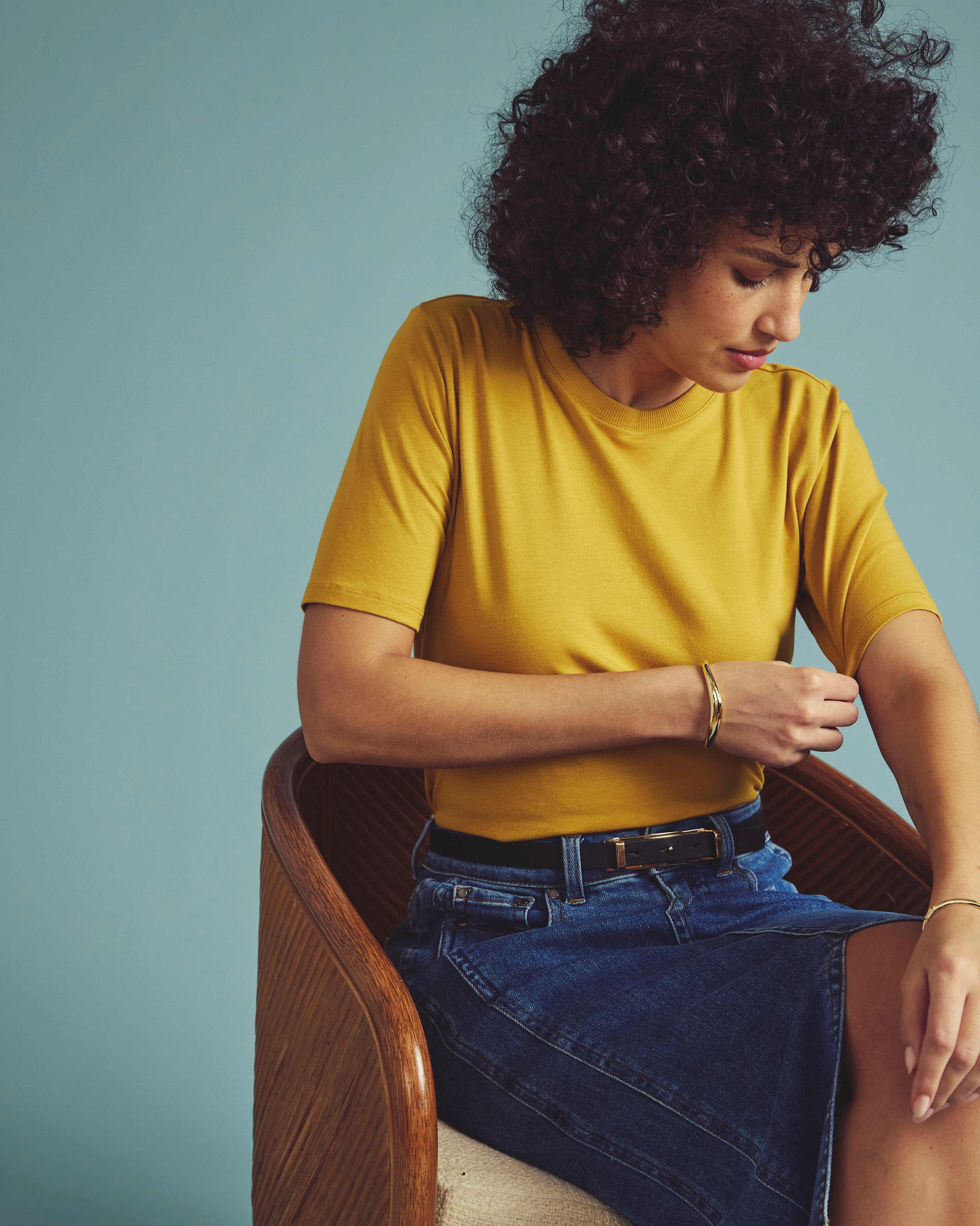 Maia Stovepipe Sleeve Tee - Yellow Ochre - Image 3