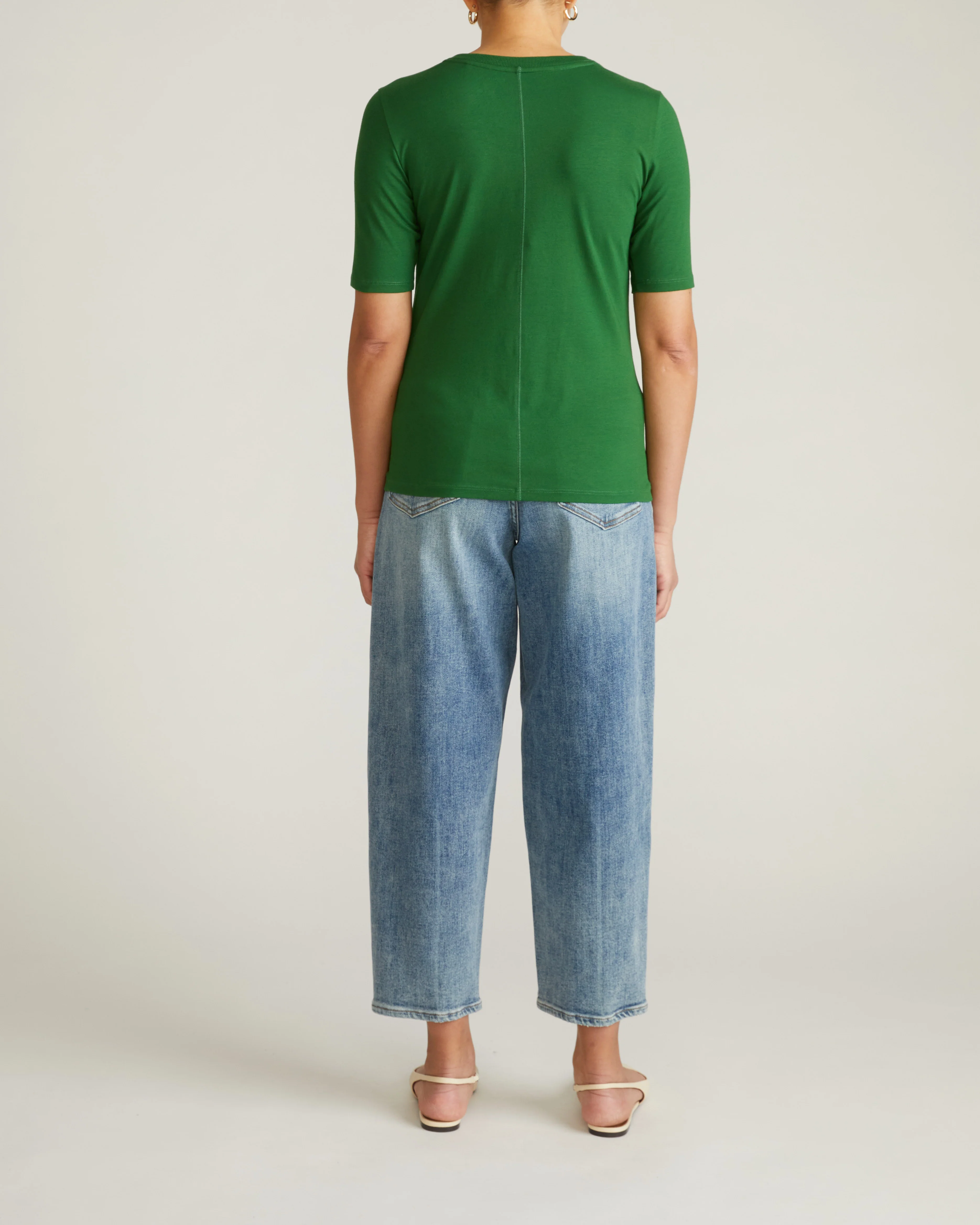 Maia Stovepipe Sleeve V Neck Tee - Green Park - Image 5