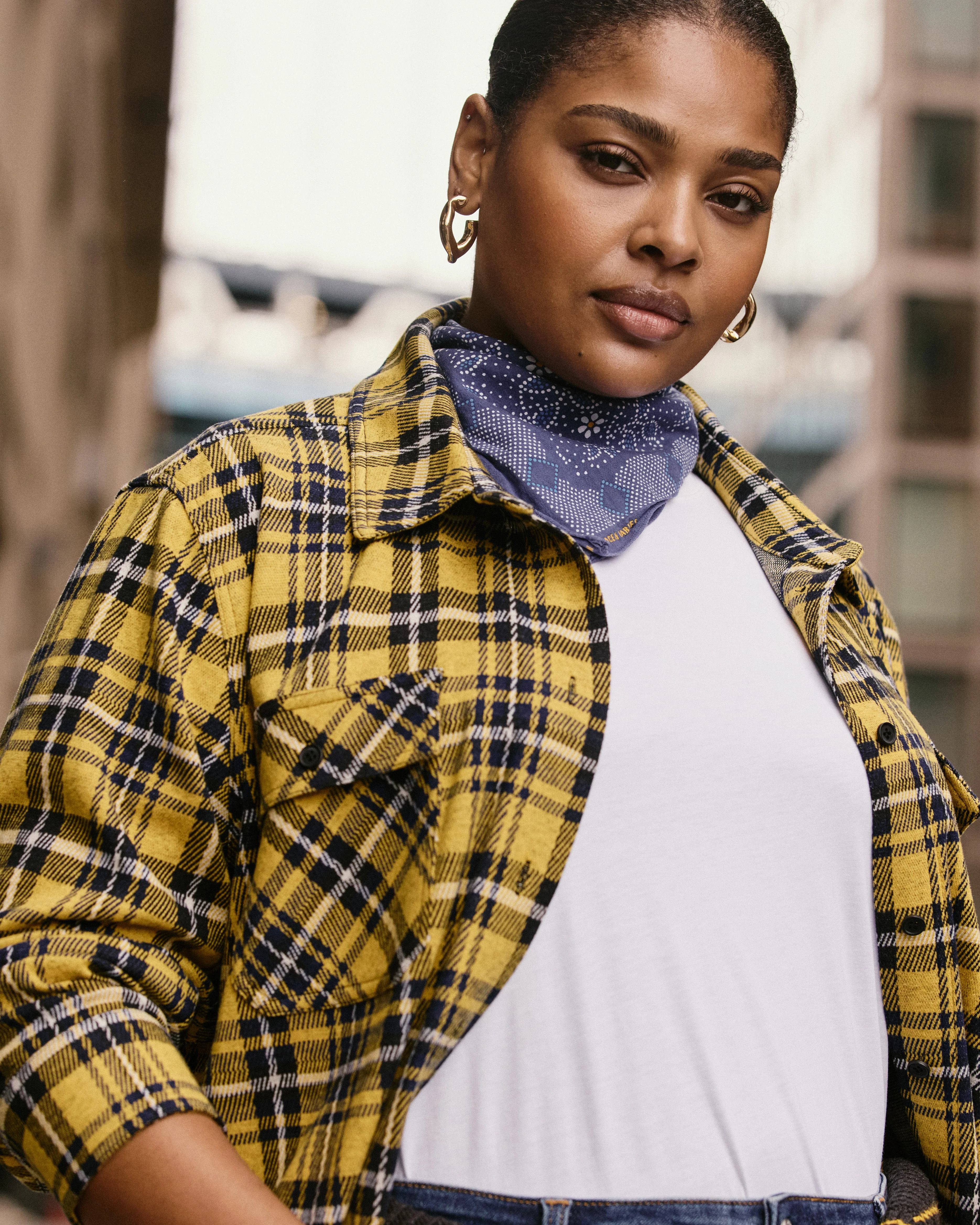 Maine Stretch Flannel Shirt - Chamomile Yellow Plaid - Image 4