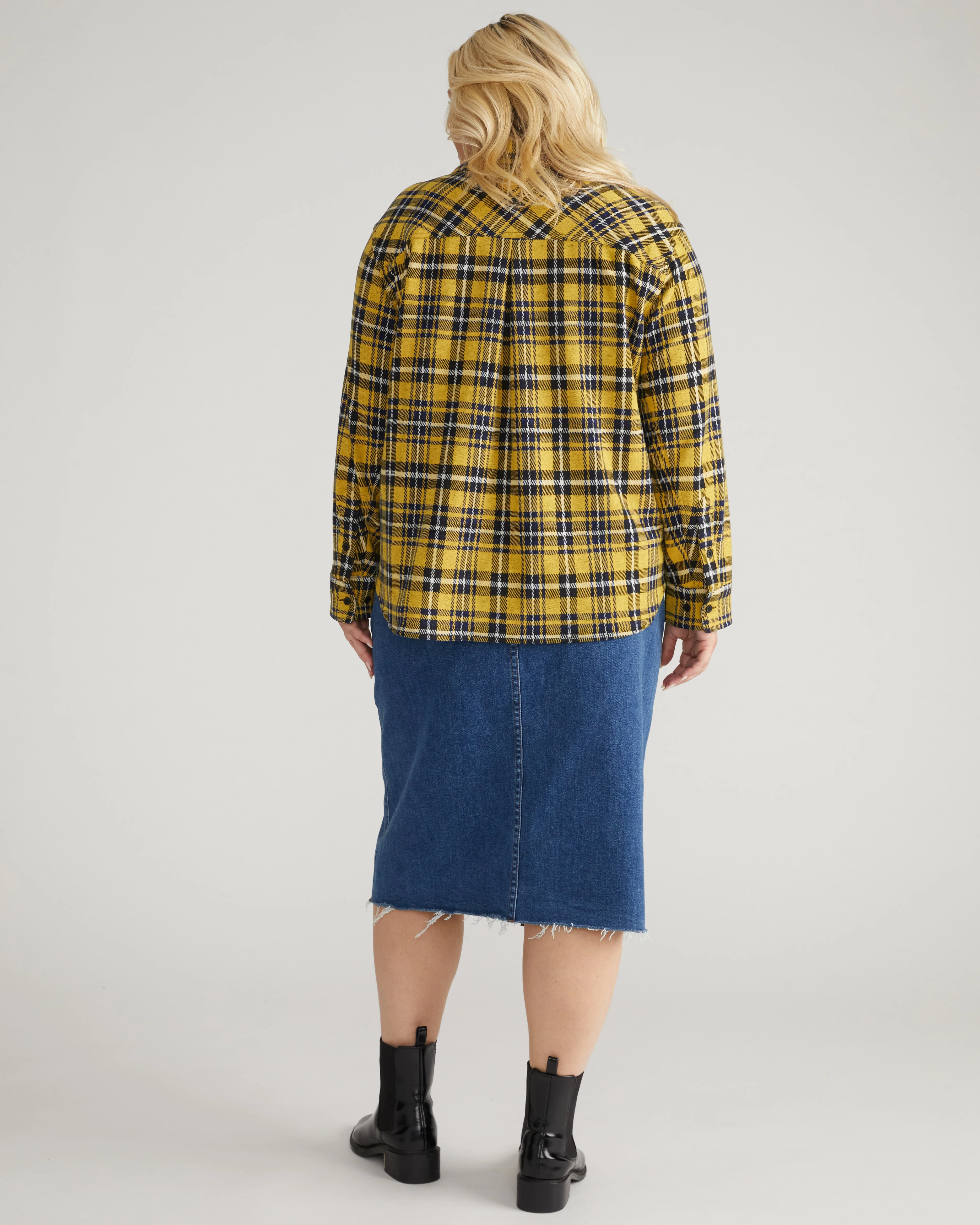 Maine Stretch Flannel Shirt - Chamomile Yellow Plaid - Image 7