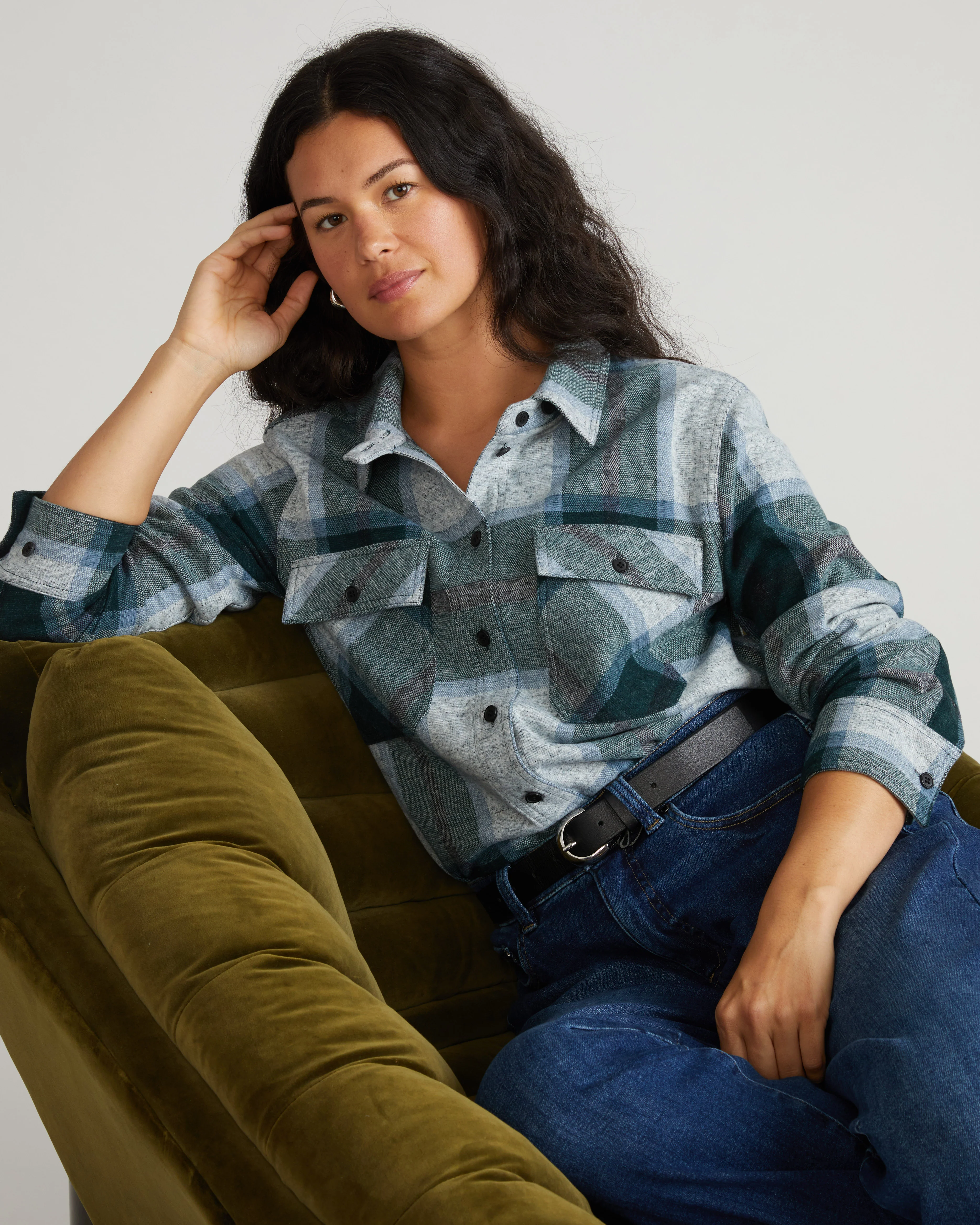 Maine Stretch Flannel Shirt - Mate Green Plaid - Image 2