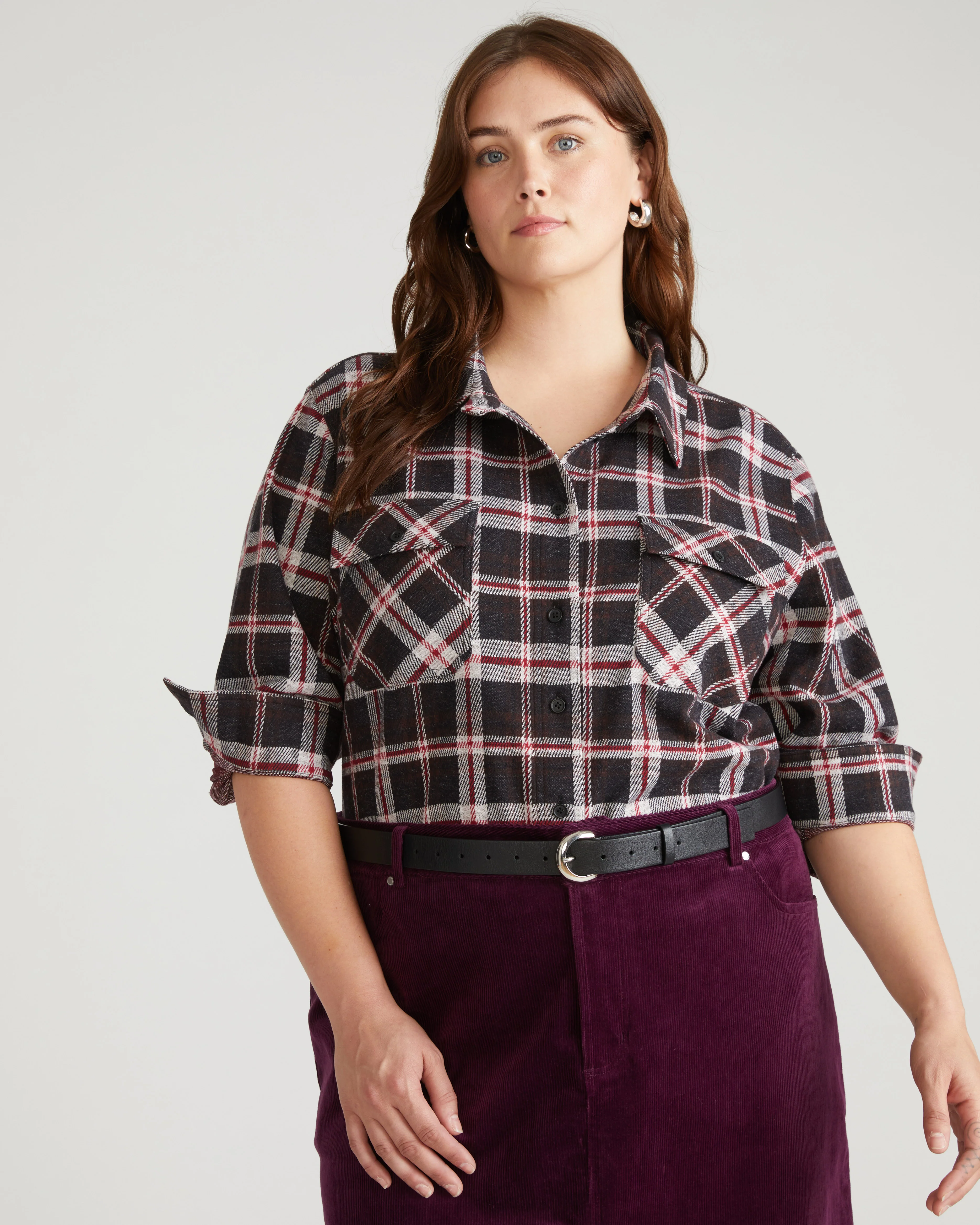 Maine Stretch Flannel Shirt - Poppy Plaid - Image 3