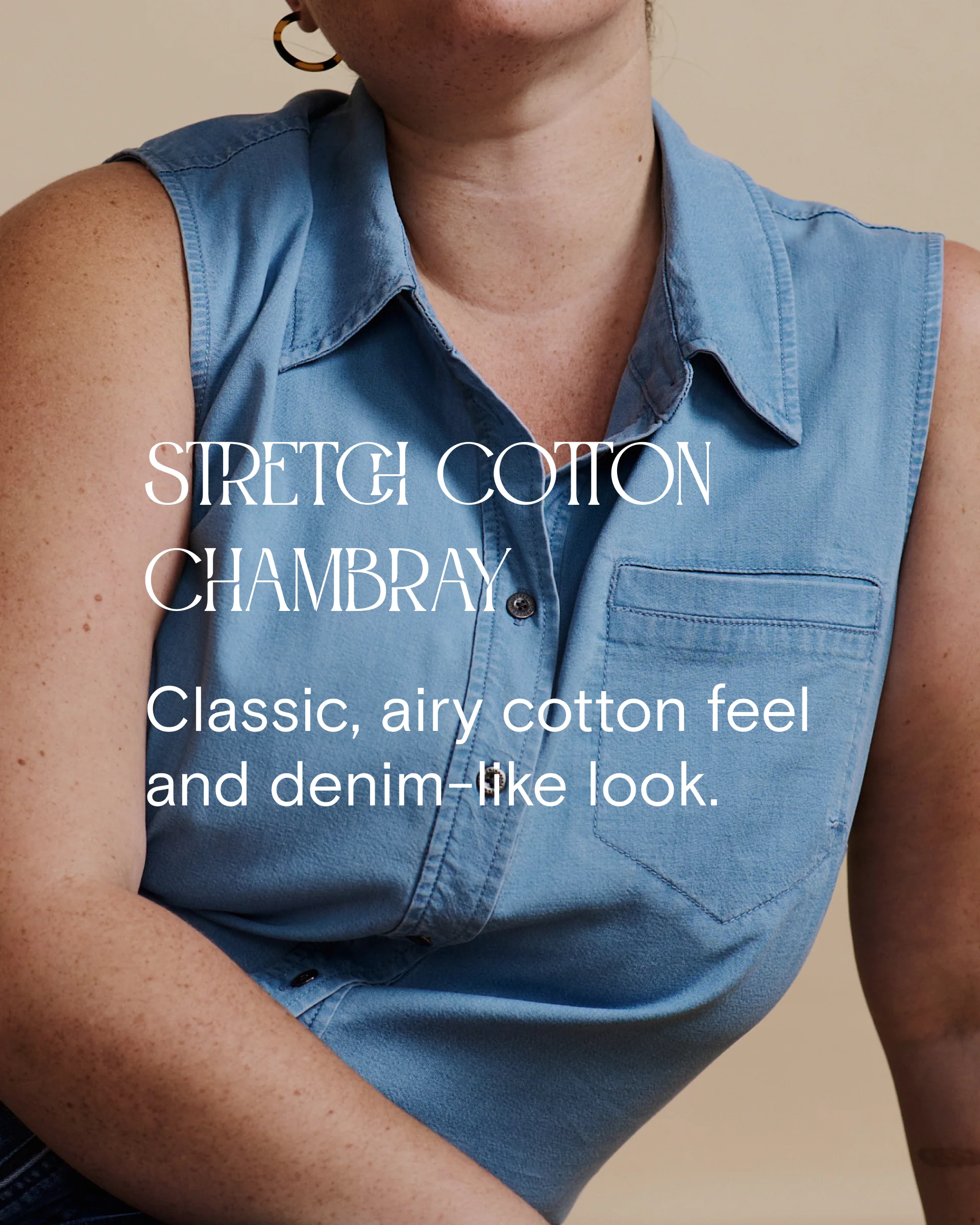Minimalist Stretch Cotton Chambray Shirt - Heritage Blue - Image 5