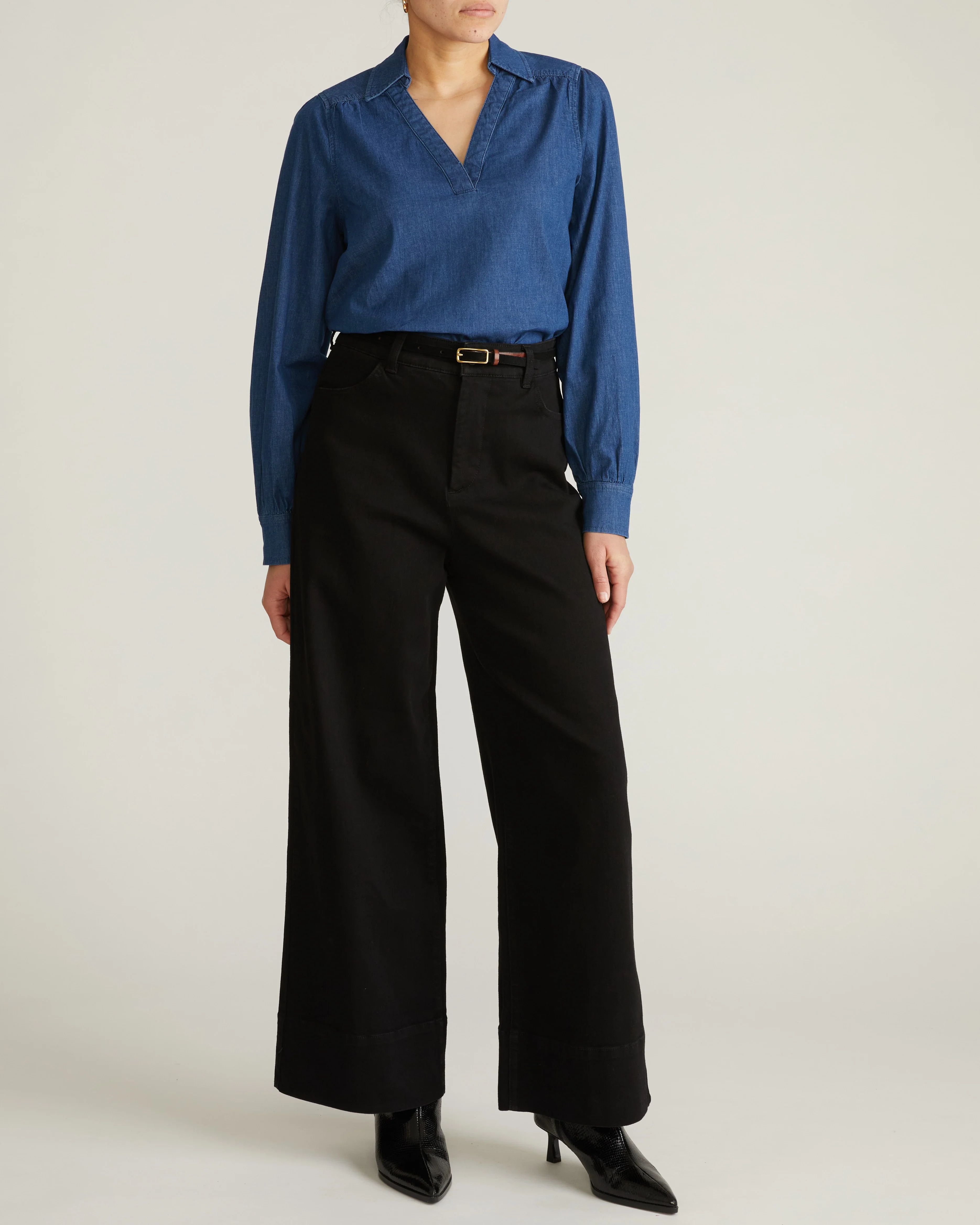 Maisie Cotton Chambray Blouse - Vintage Indigo - Image 5