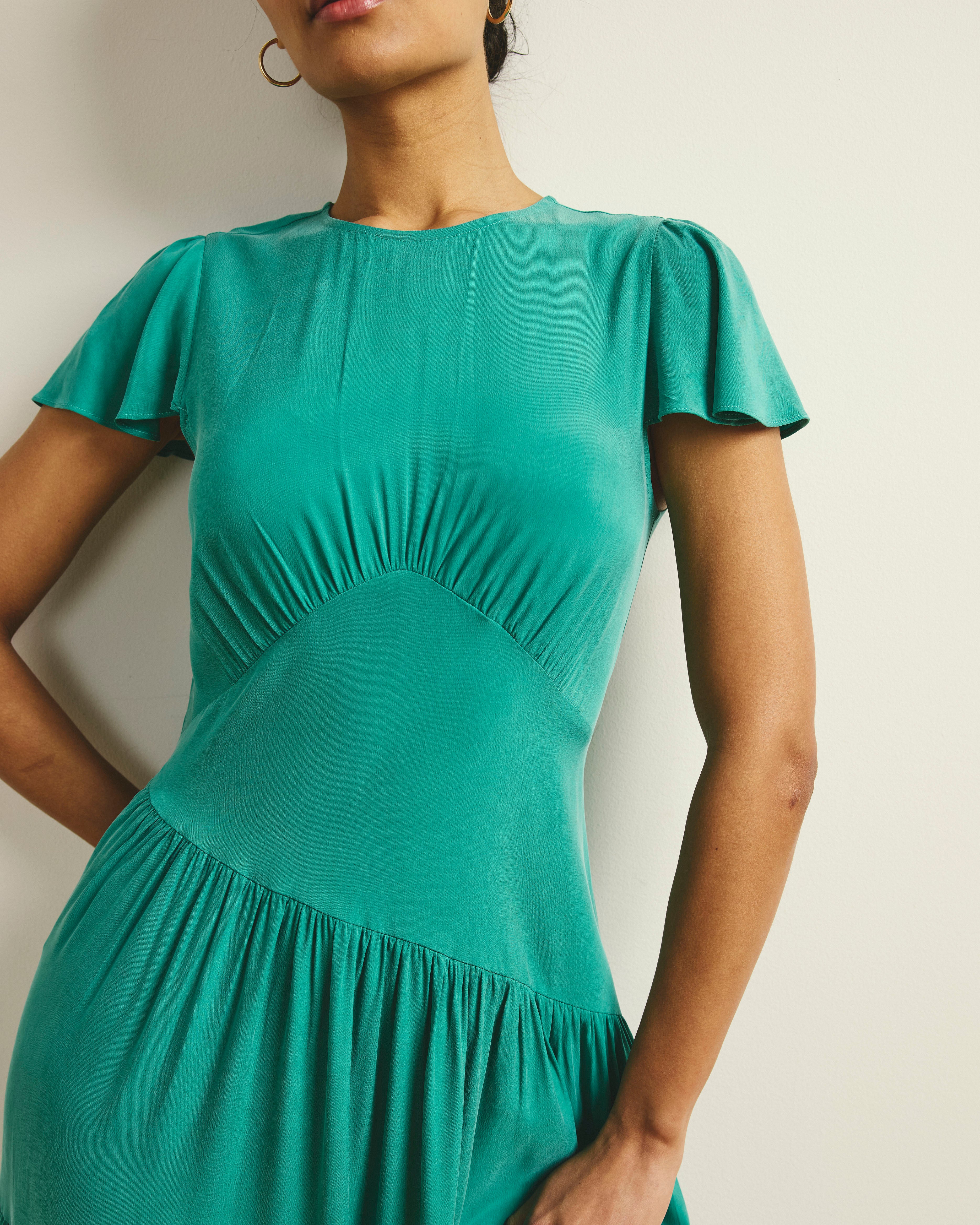 Mariella Stretch Cupro Dress - Green Tourmaline - Image 6