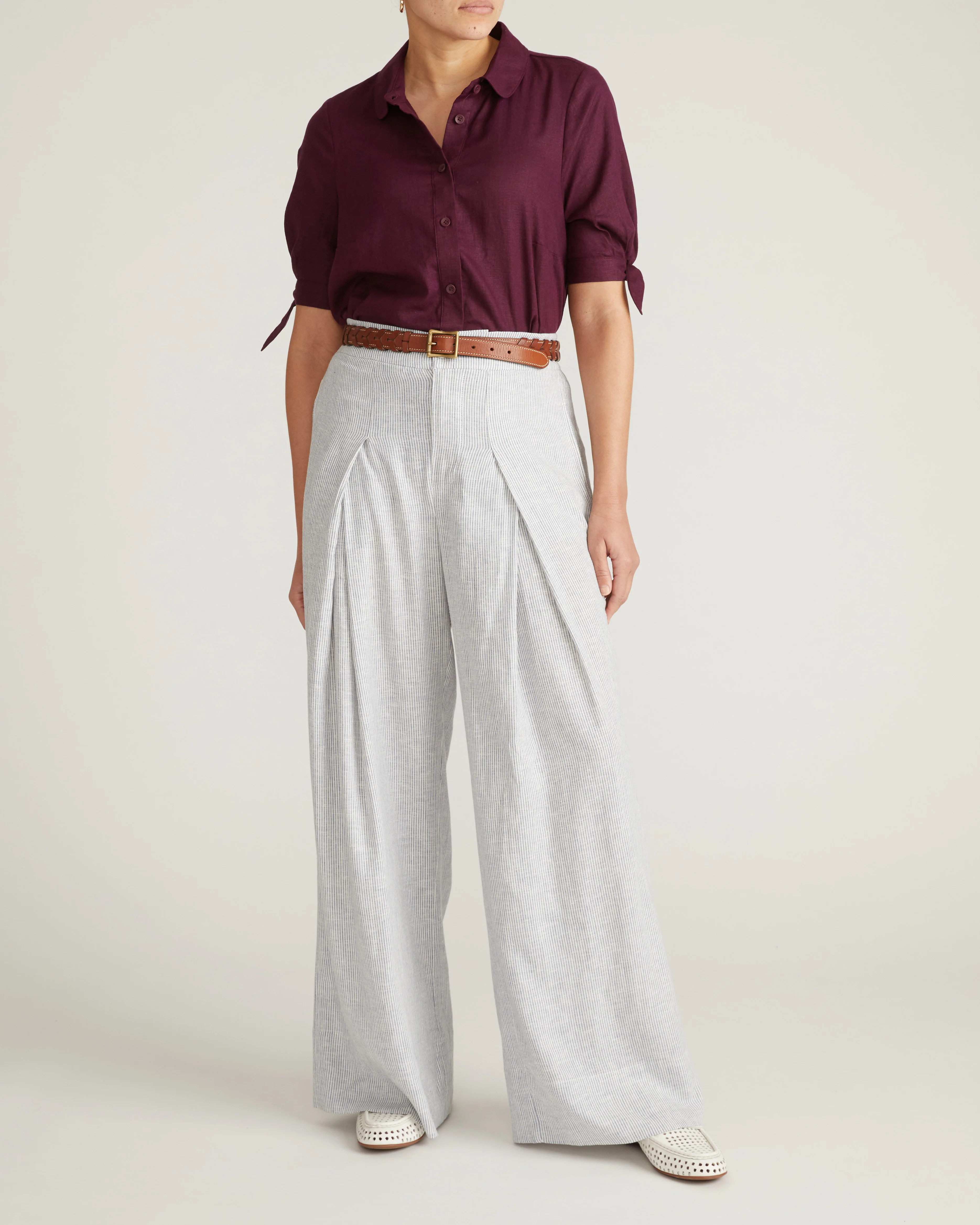 Marley Wide Leg Linen Pants - Beach Stripe - Image 3