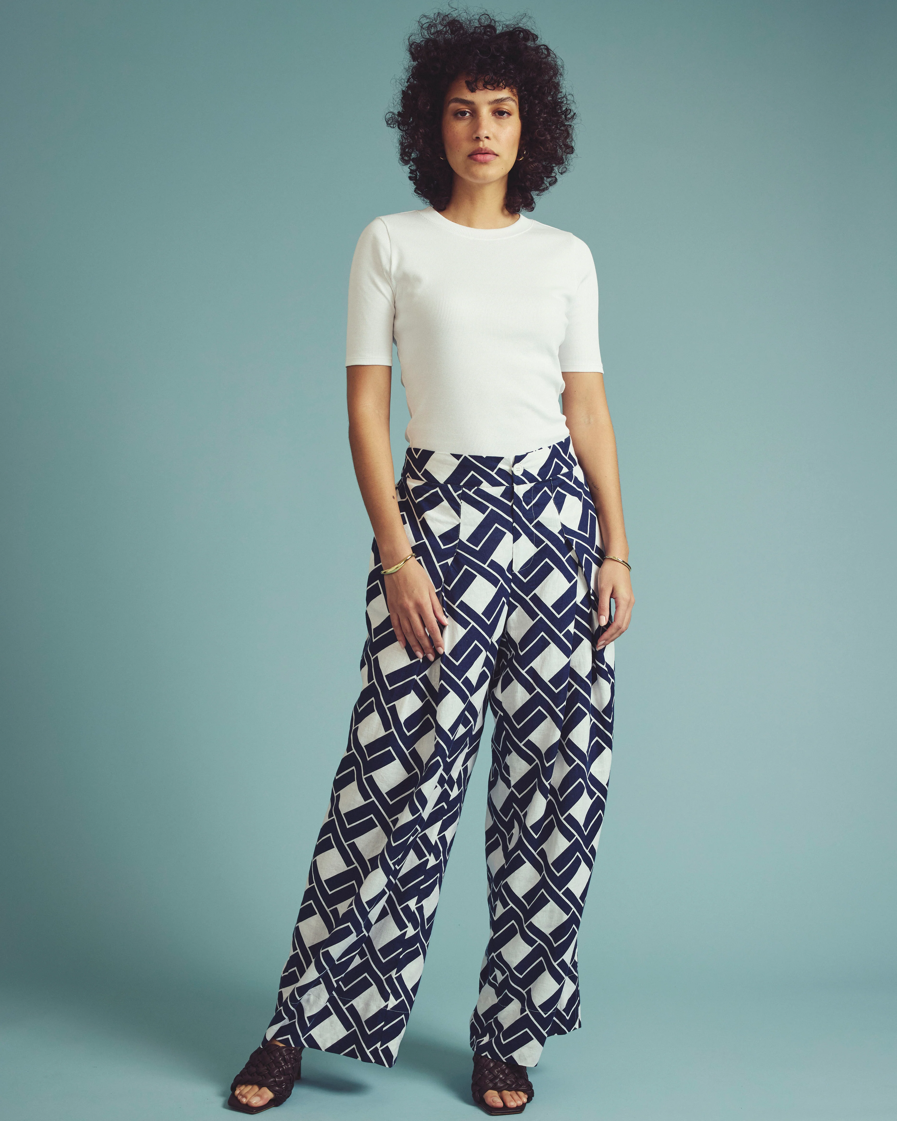 Marley Wide Leg Linen Pants - Geometrica Print - Image 2